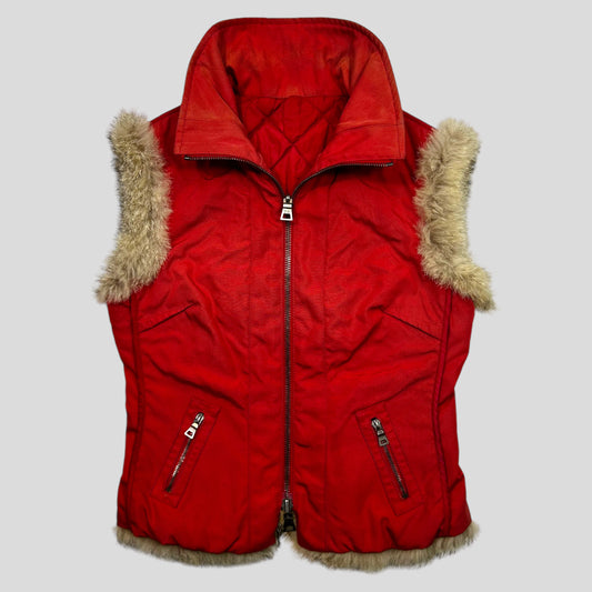 Prada Sport 00’s Ballistic Nylon Fox Fur Reversible Quilted Gilet - IT44