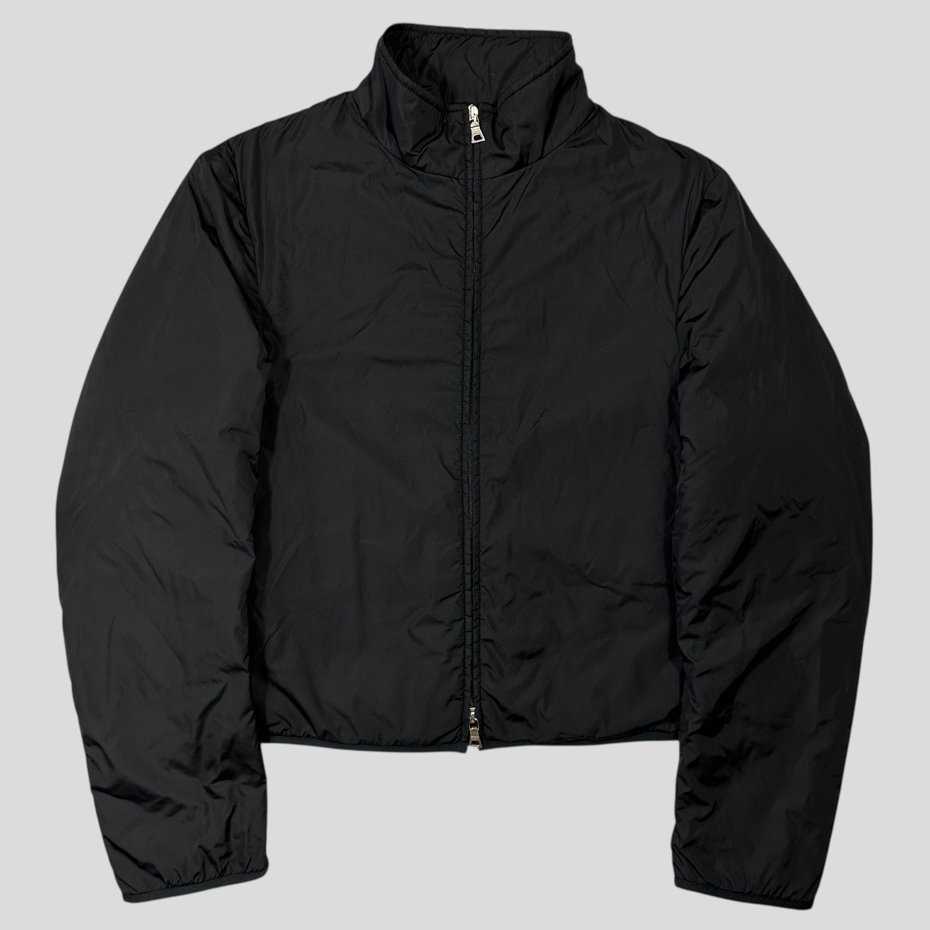 Prada Milano 90's Cropped Black Nylon Padded Jacket - IT54