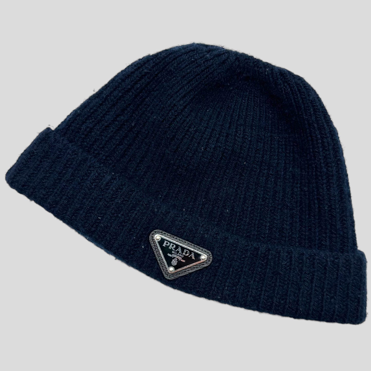 Prada Milano 2022 Wool & Cashmere Logo Beanie - OS