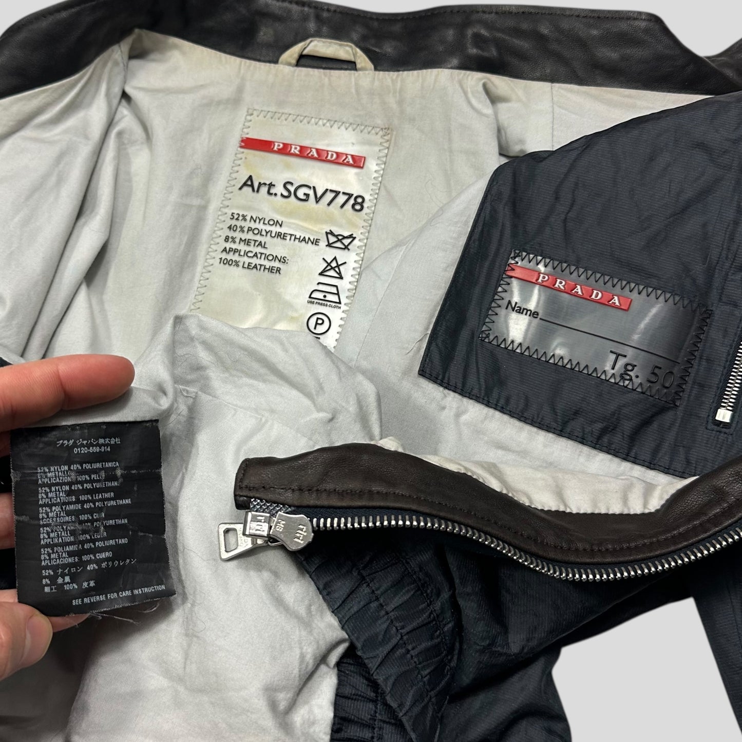 Prada Sport 00’s Metal Nylon + Leather Moto Biker Jacket - IT50 (M)