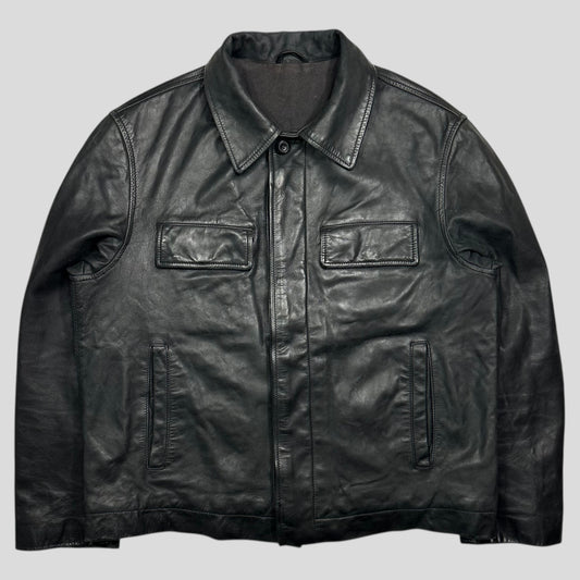 Iceberg 90’s Wool Lined Leather Harrington Work Jacket - L