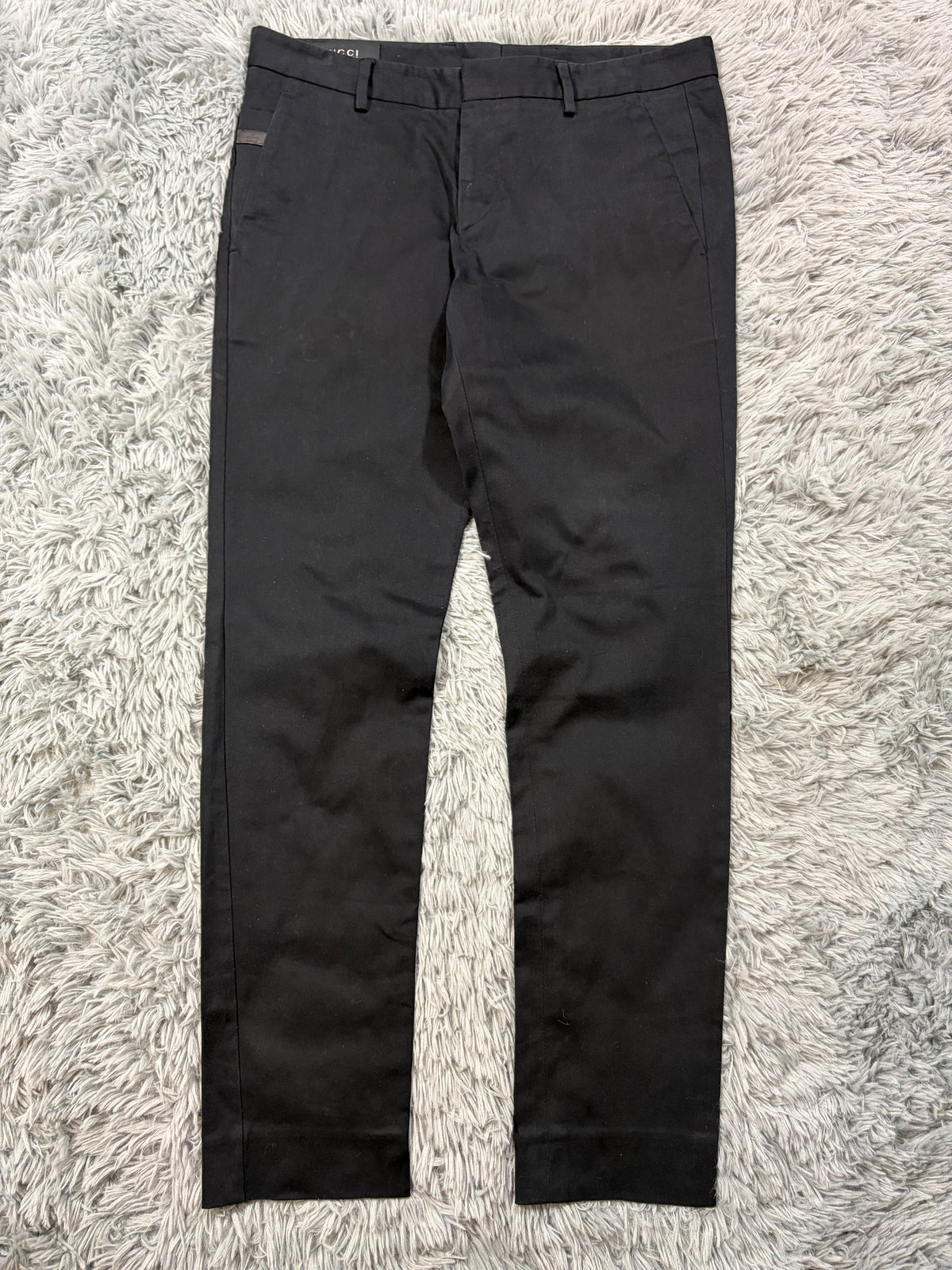 Gucci 2012 by Frida Giannini Leather Logo Black Trousers - 50