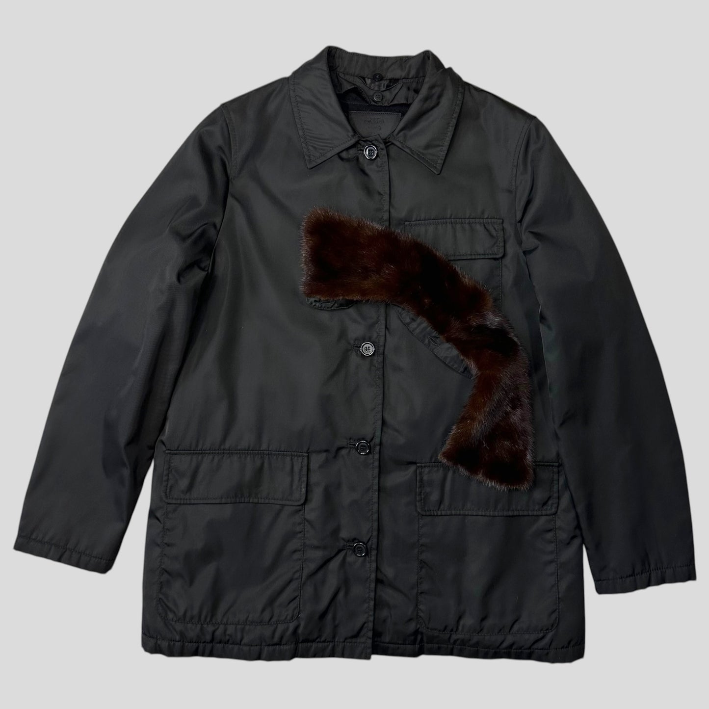 Prada Milano 1999 3 in 1 Mink Fur Ballistic Nylon Chore Coat - M
