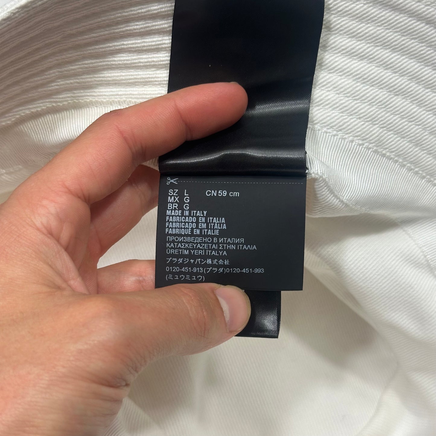 Prada 2022 Embroidered Cotton Triangle Logo Bucket Hat - L