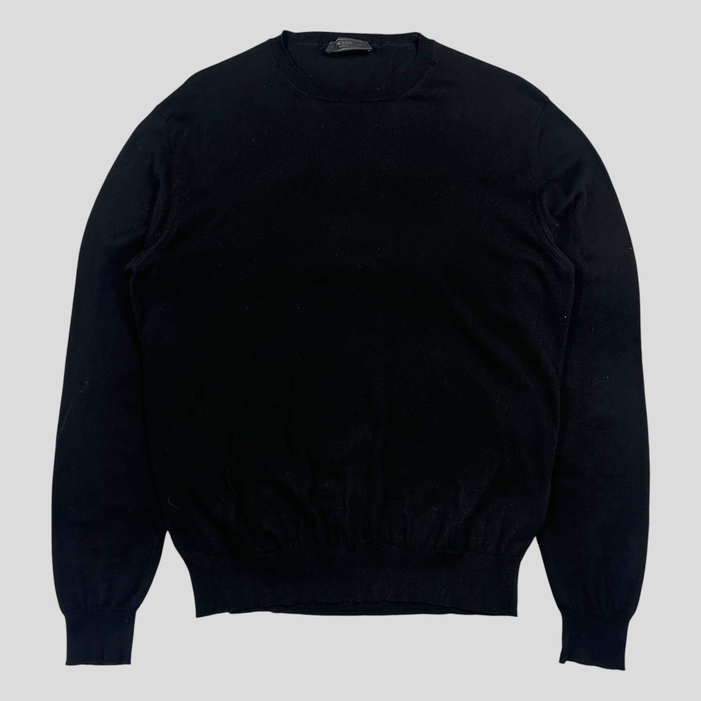 Prada Milano 2022 Black Cotton Crewneck Knit Jumper - M