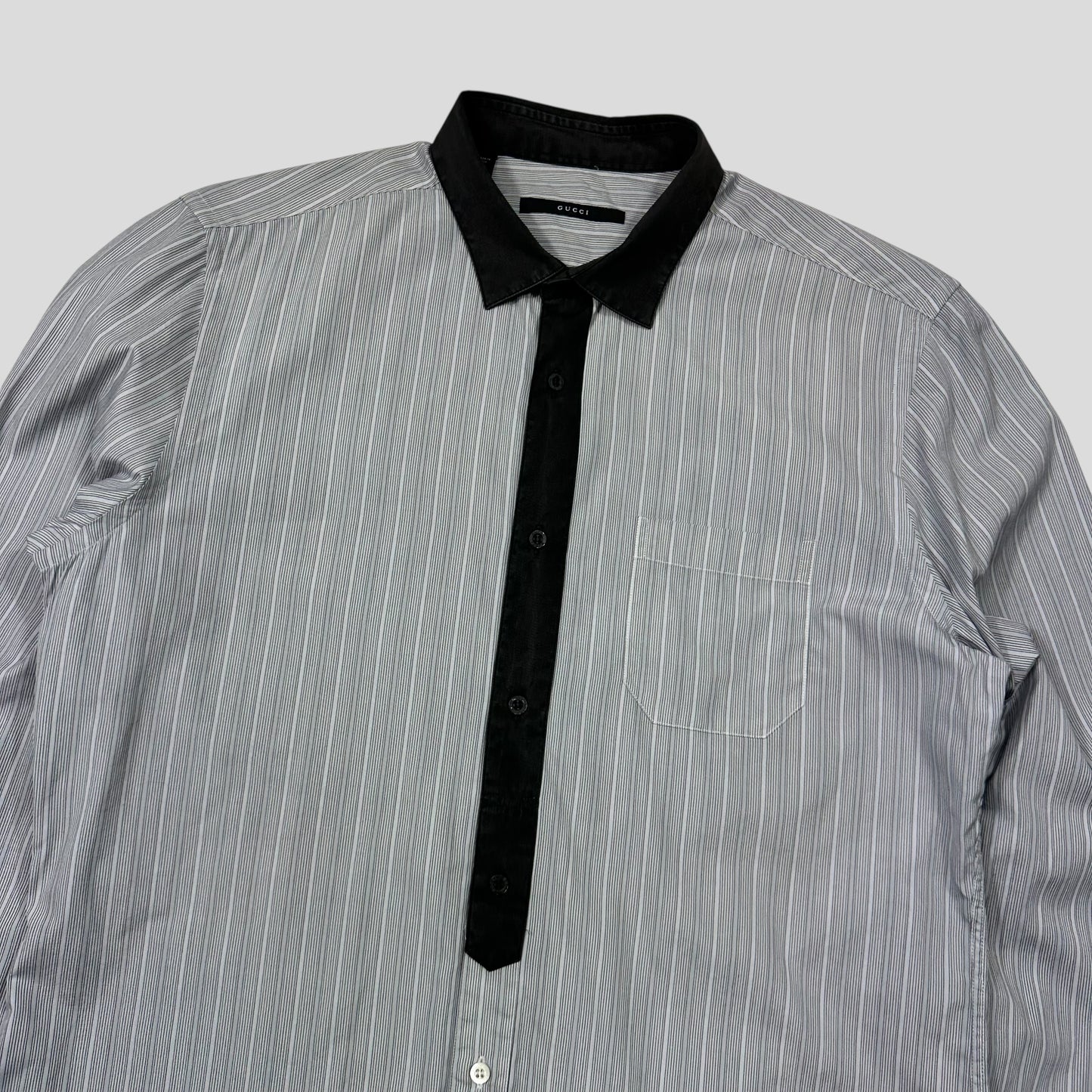 Gucci Striped Placket Cotton Longsleeve Shirt - M
