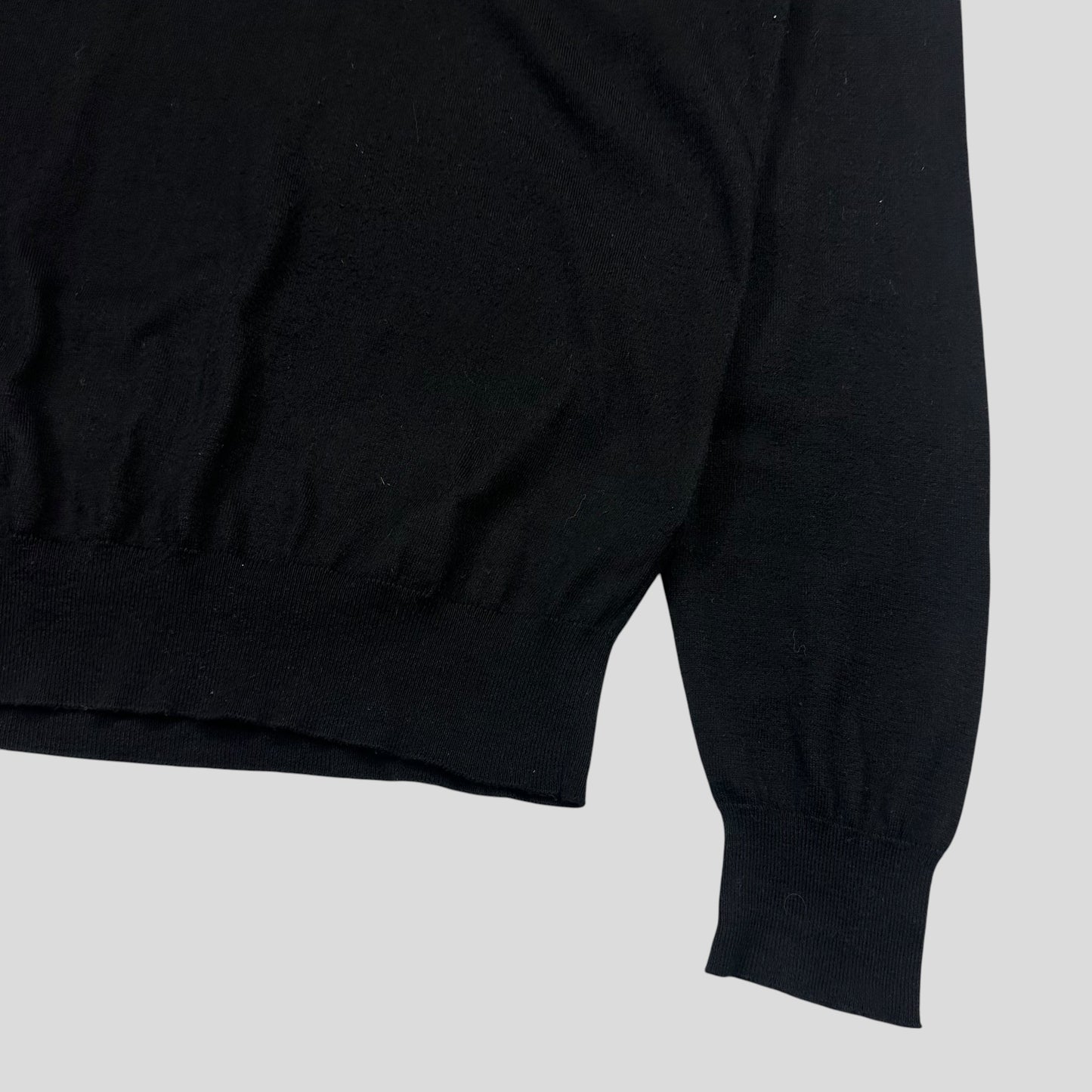 Prada Milano 2022 Black Cotton Crewneck Knit Jumper - M