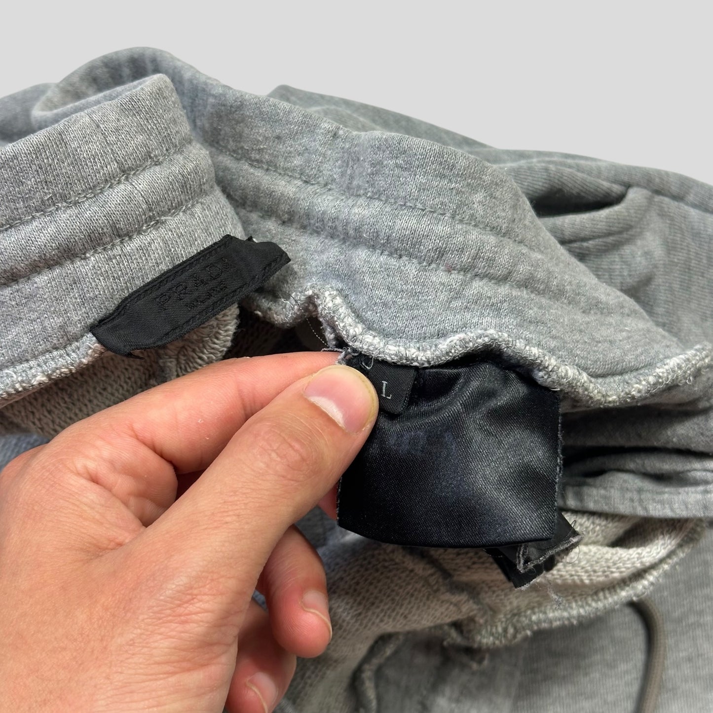 Prada Milano 2015 Red Tab Baggy Grey Cotton Shorts - L