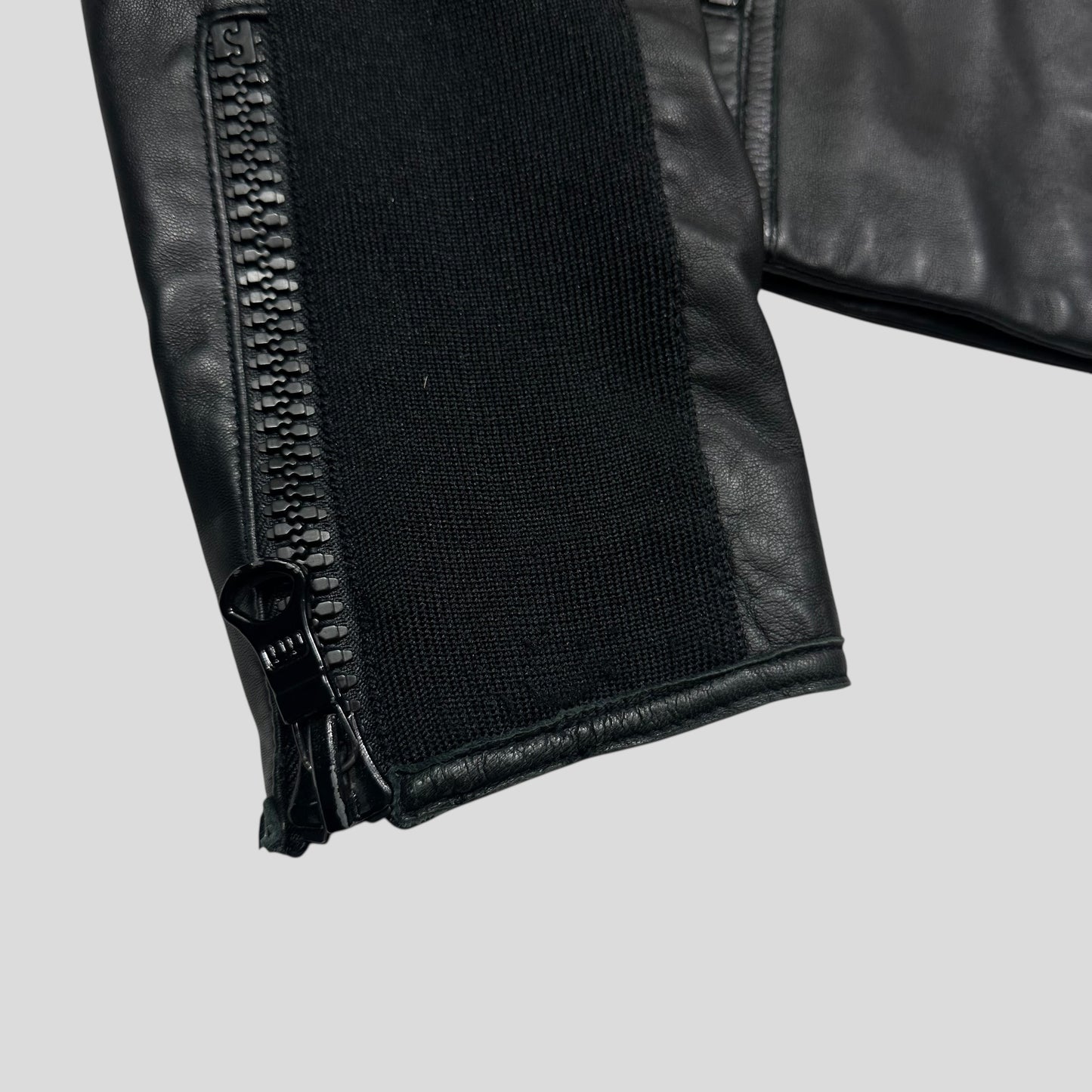 Emporio Armani 2006 Leather Panelled Biker Moto Jacket - IT46 (S)