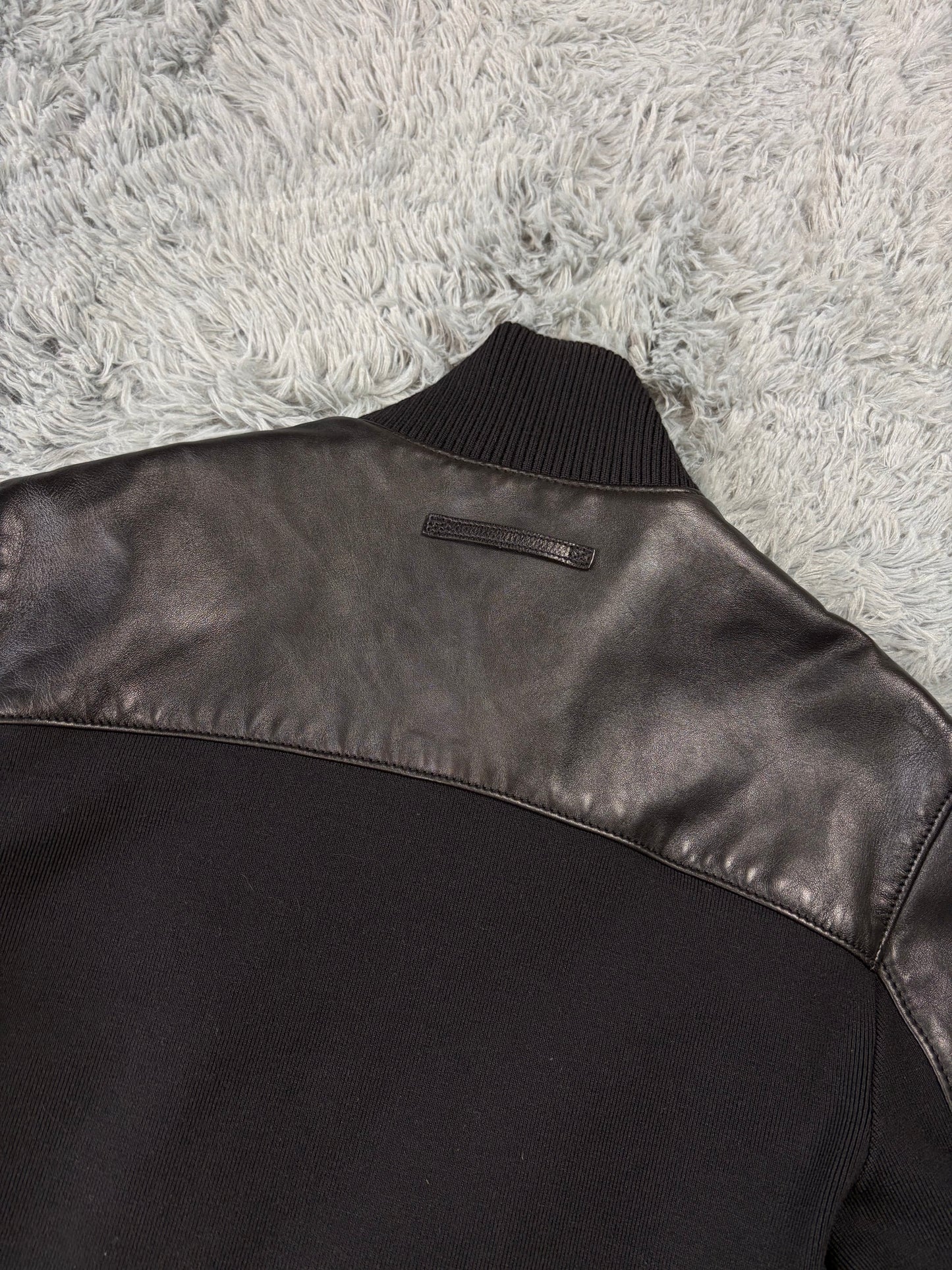 Prada Sport 00’s Leather & Wool Padded Hybrid Biker Jacket - IT50