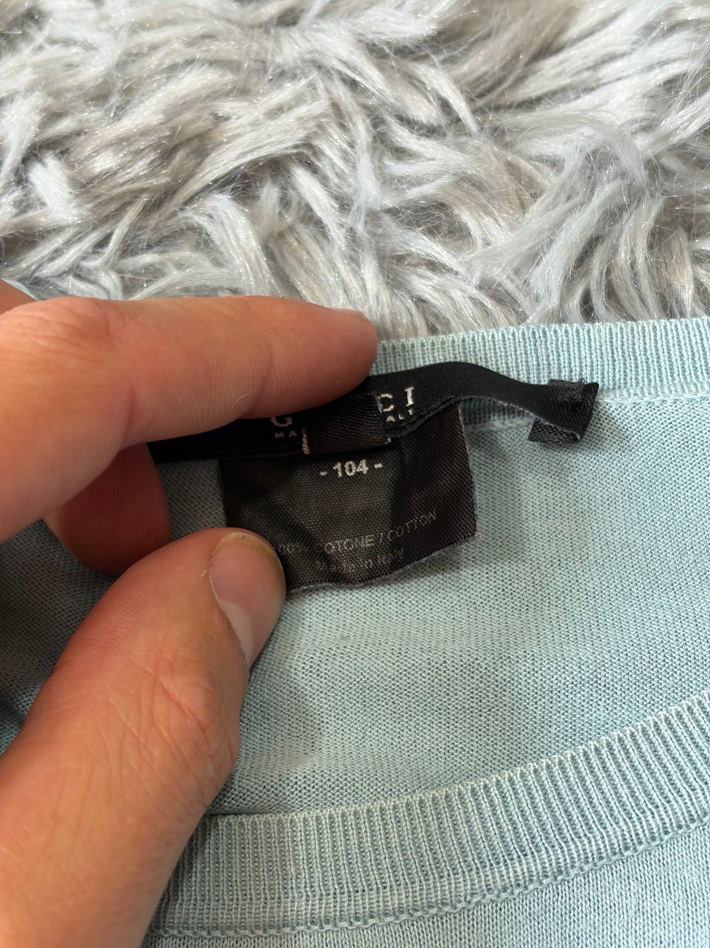 Gucci by Tom Ford 00’s Aqua Blue Light Cotton Knit Jumper - M/L