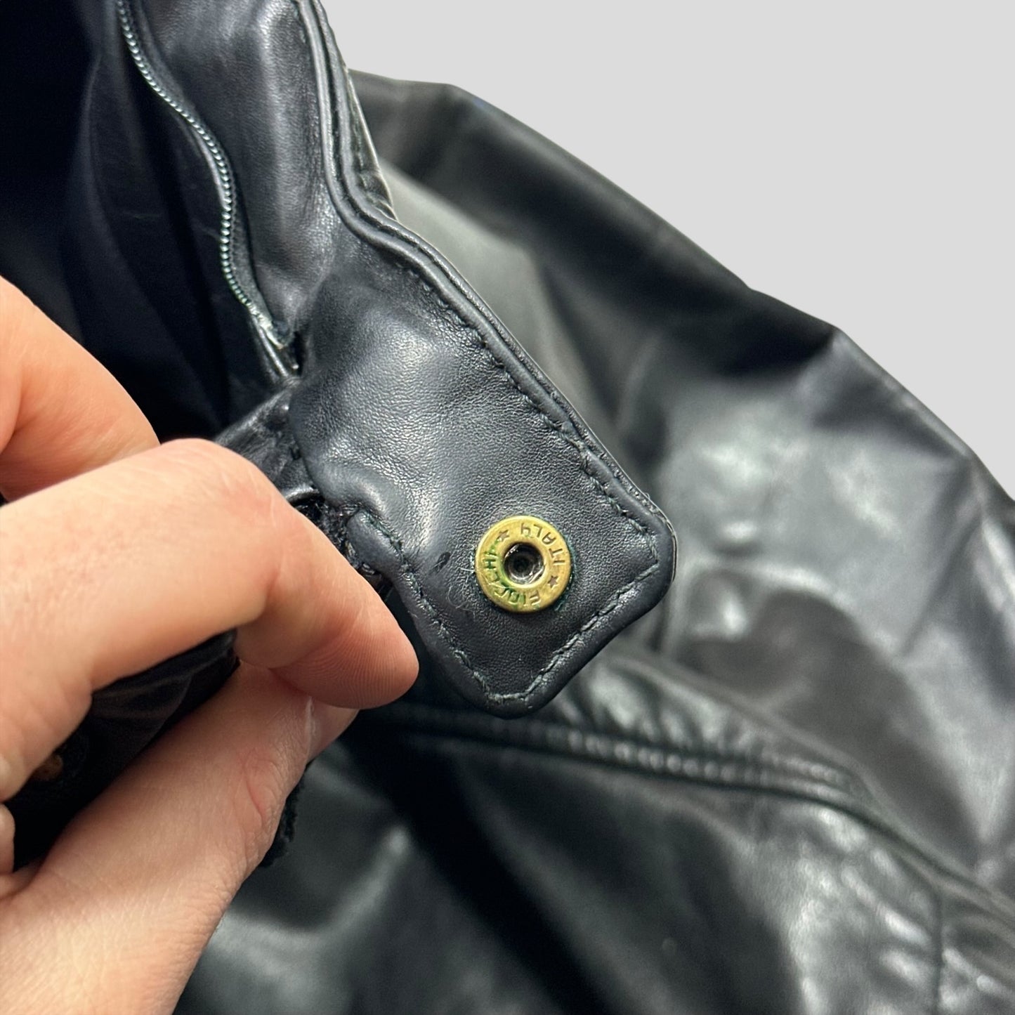 Neil Barrett 00’s Textured Padded Leather Moto Jacket - L