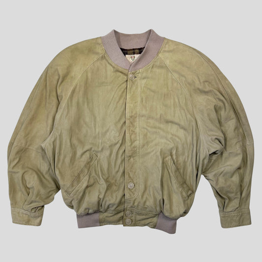 Gucci 1970’s Suede Leather Flannel Lined Flight Jacket - L