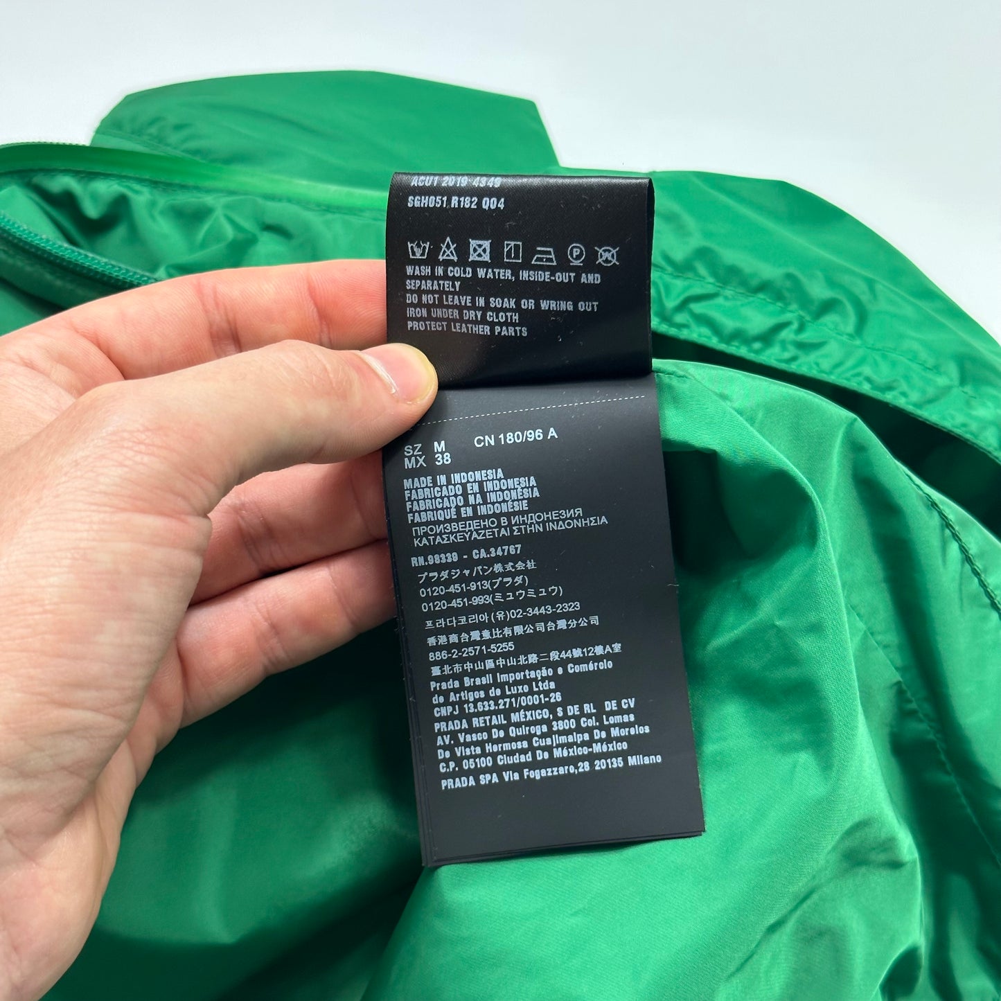 Prada Milano 2019 Laminated Green Nylon K-way Windbreaker - M/L