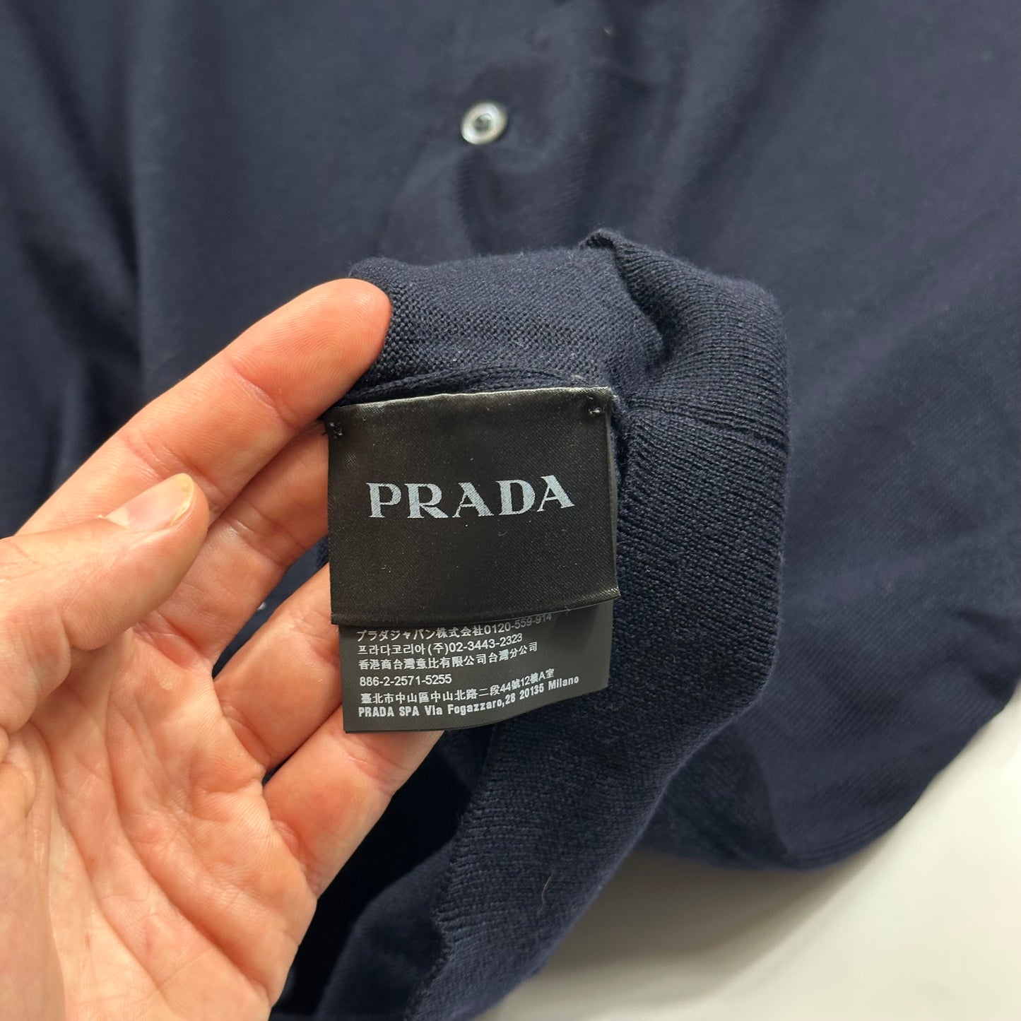Prada Milano 2017 Virgin Wool Minimalist Navy Cardigan - IT50