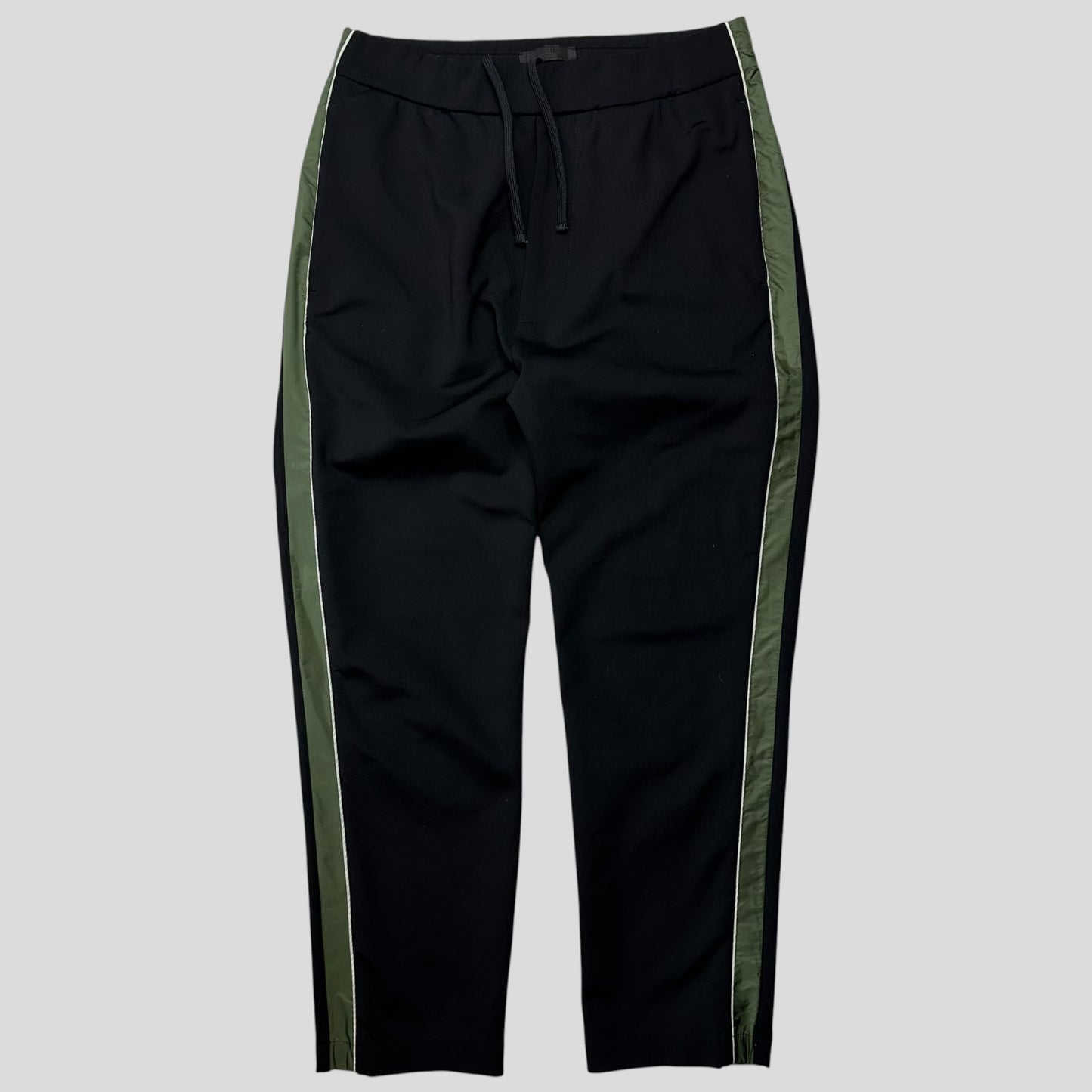 Prada 2017 Red Tab Green Nylon Panelled Poly Tracksuit Bottoms - S