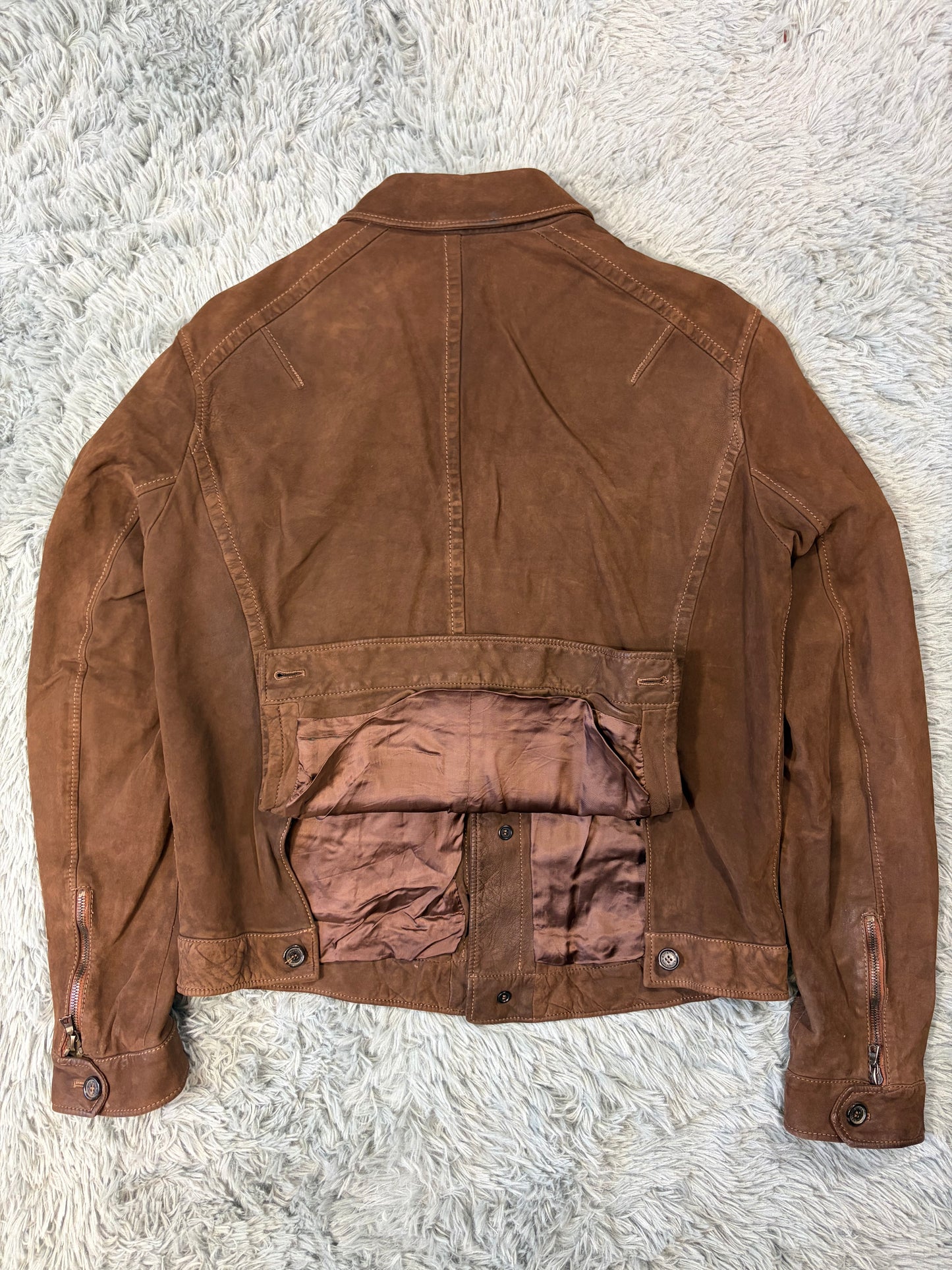 Neil Barrett 2006 Brad Pitt Suede Leather Multipocket Moto Jacket - M