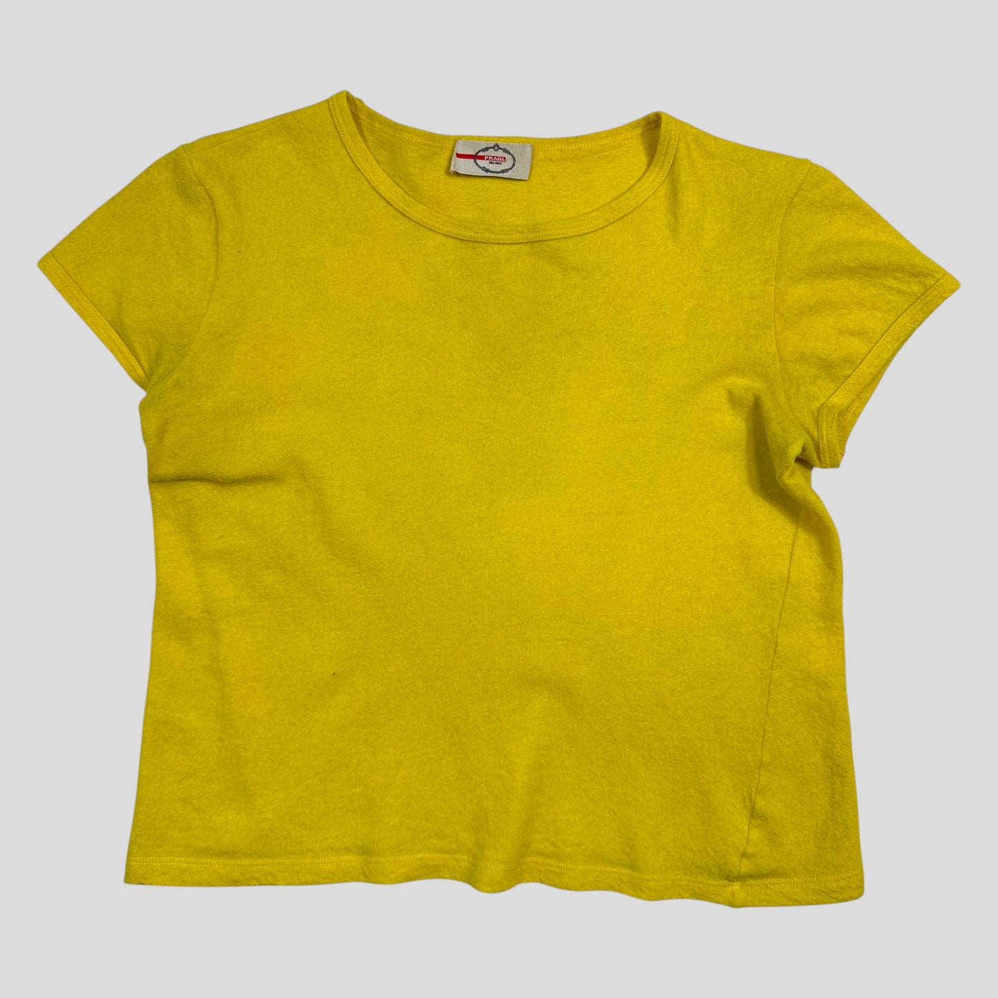 Prada Sport 2013 Yellow Wool Crop Fitted T-shirt - UK8