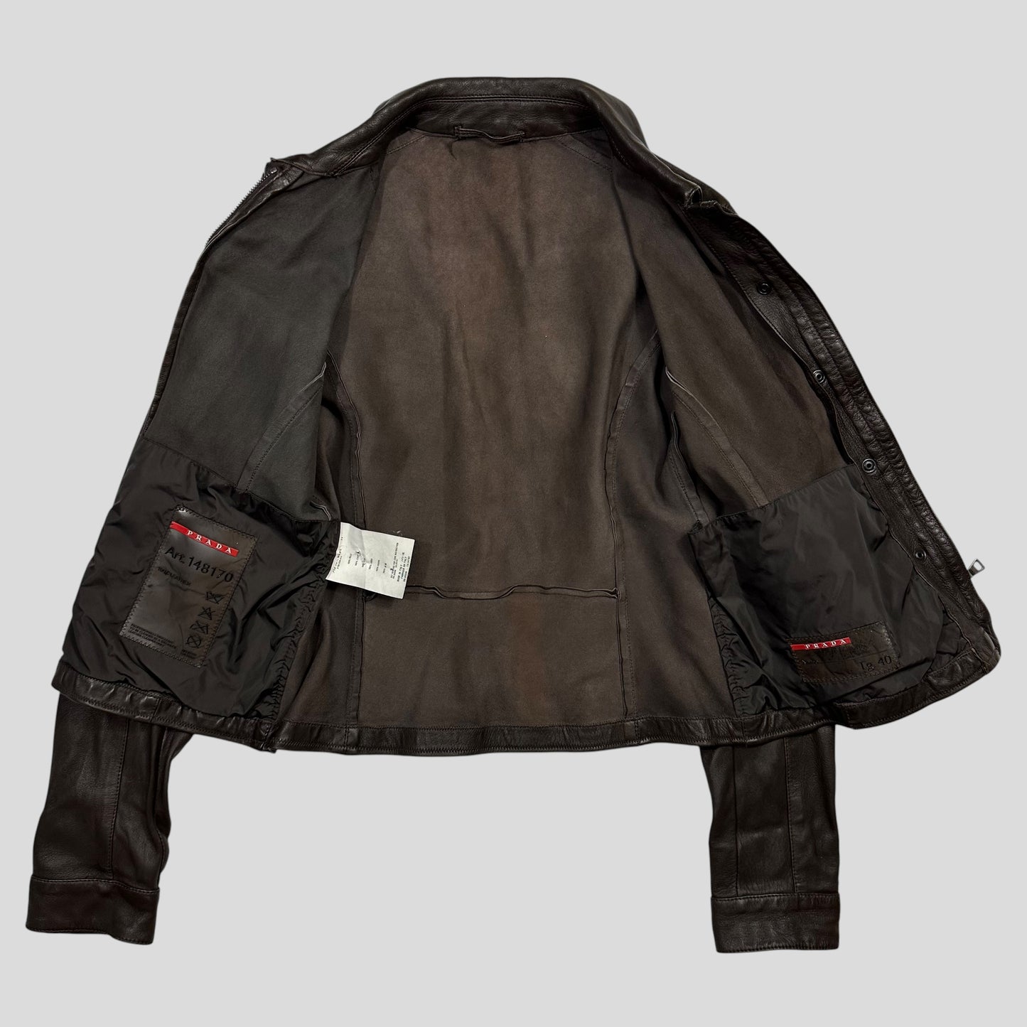 Prada Sport 2004 Leather Love Heart Back Logo Work Jacket - IT40