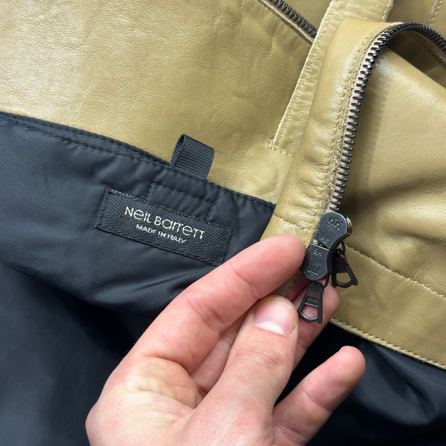 Neil Barrett AW00 Caramel Leather Moto Slingbag Jacket - L