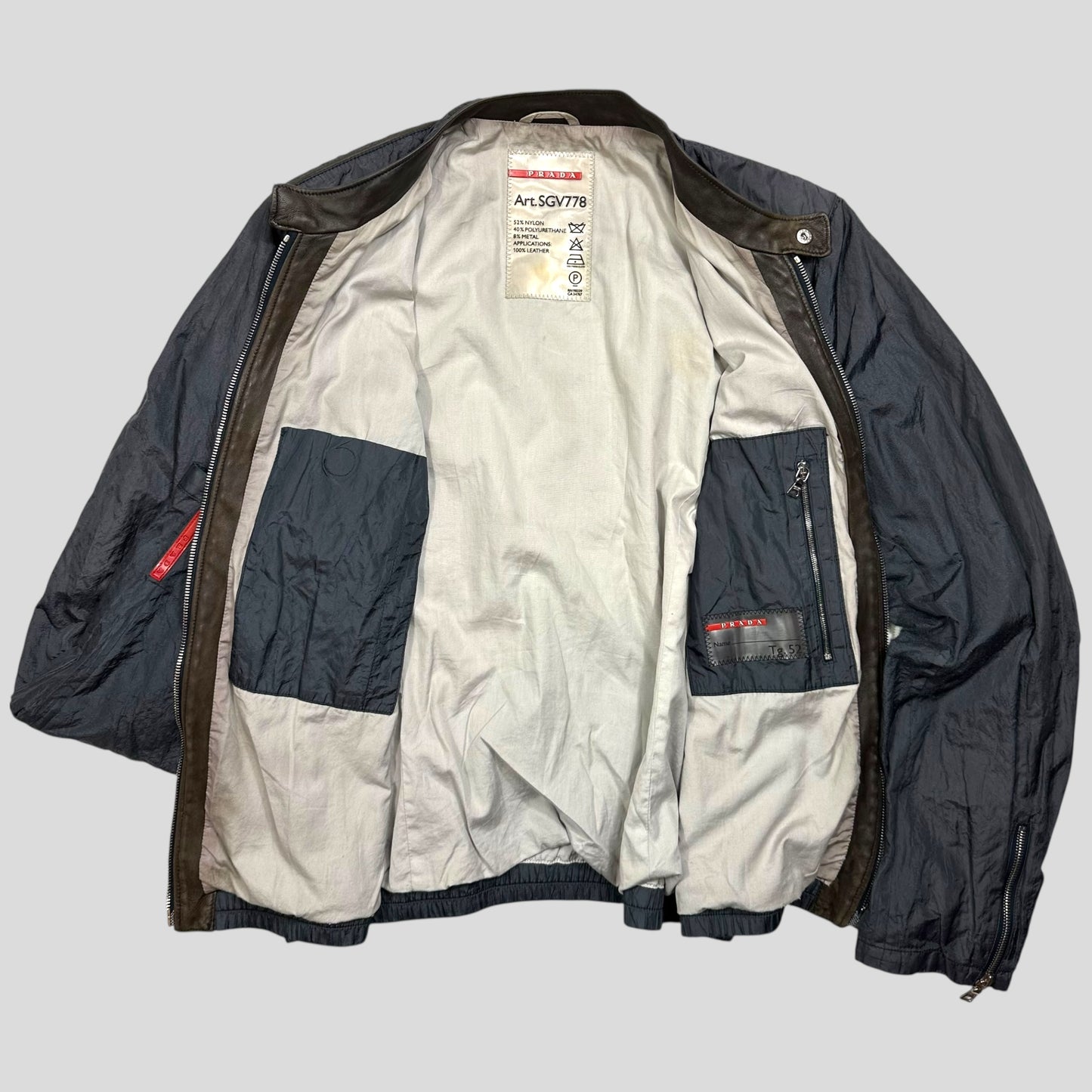 Prada Sport 00’s Metal Nylon + Leather Moto Biker Jacket - IT52 (M)