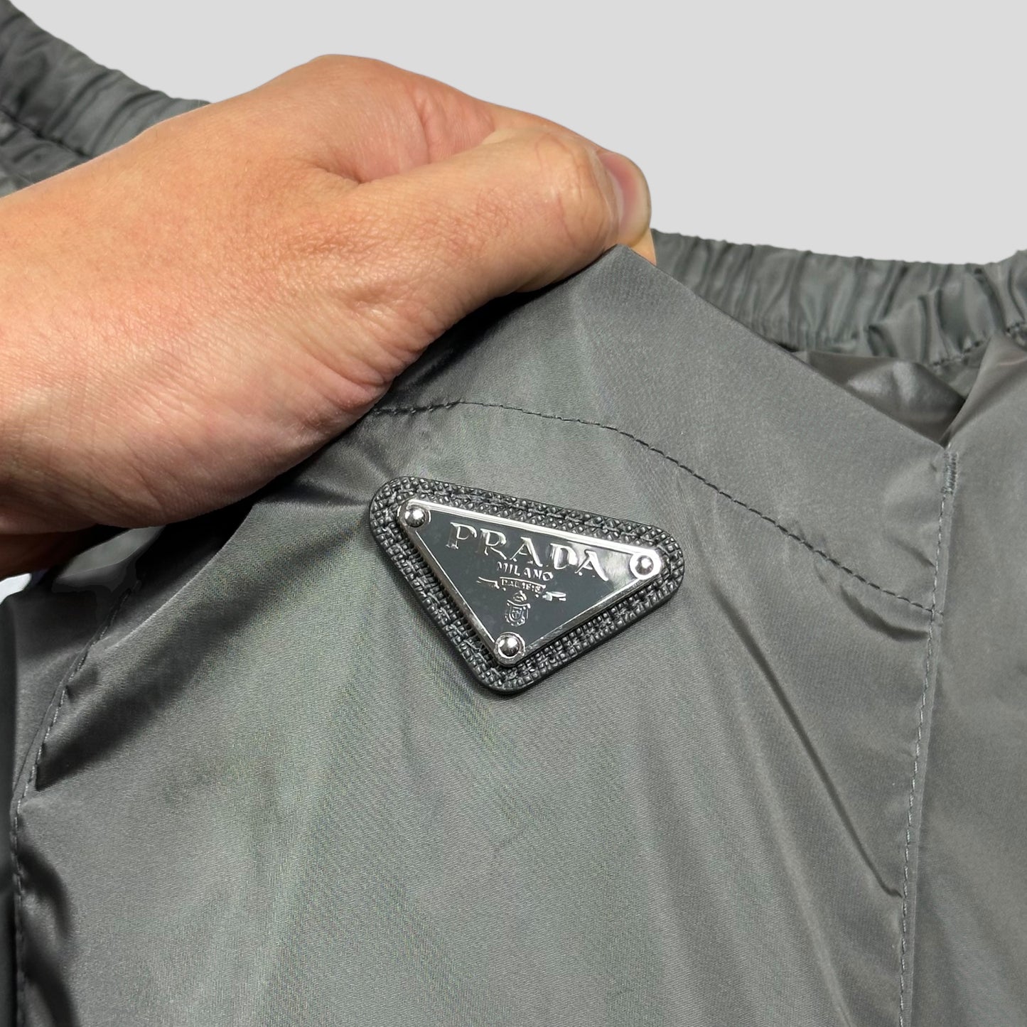 Prada 2024 Light Technical Nylon Baggy Plaque Logo Trousers - L/XL