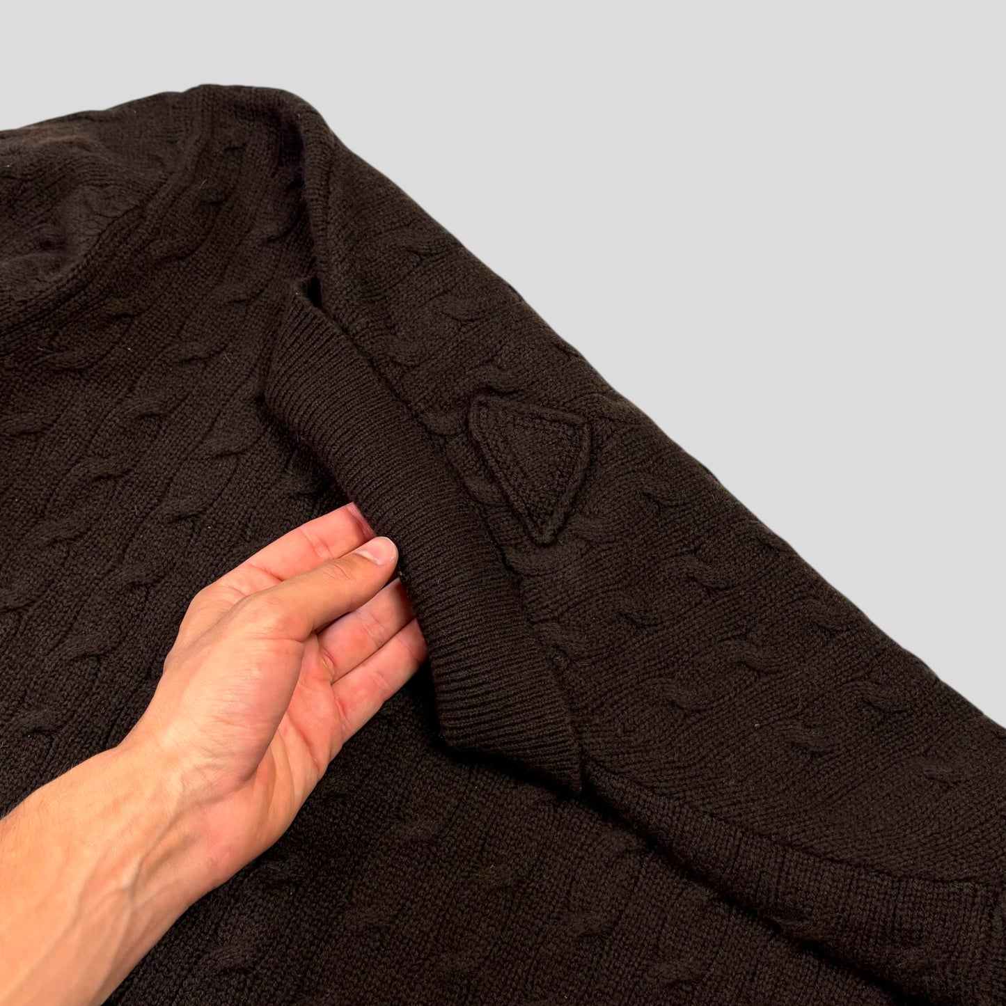 Prada 2024 Triangle Logo Cashmere Collared Cable-knit - L/XL