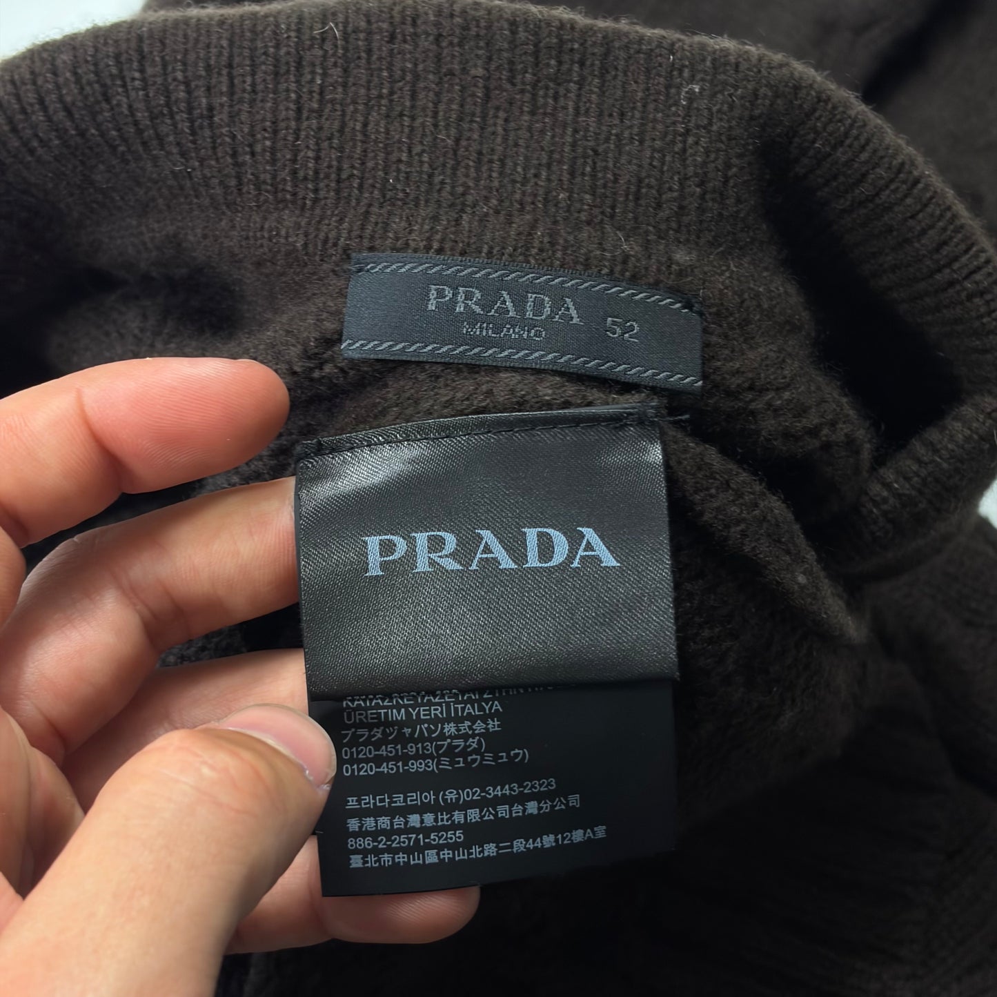 Prada 2024 Triangle Logo Cashmere Collared Cable-knit - L/XL