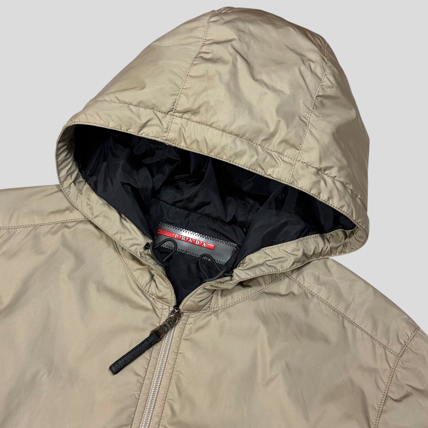 Prada Sport 2007 Black Tab Champagne Nylon Lightly Padded Windbreaker - M