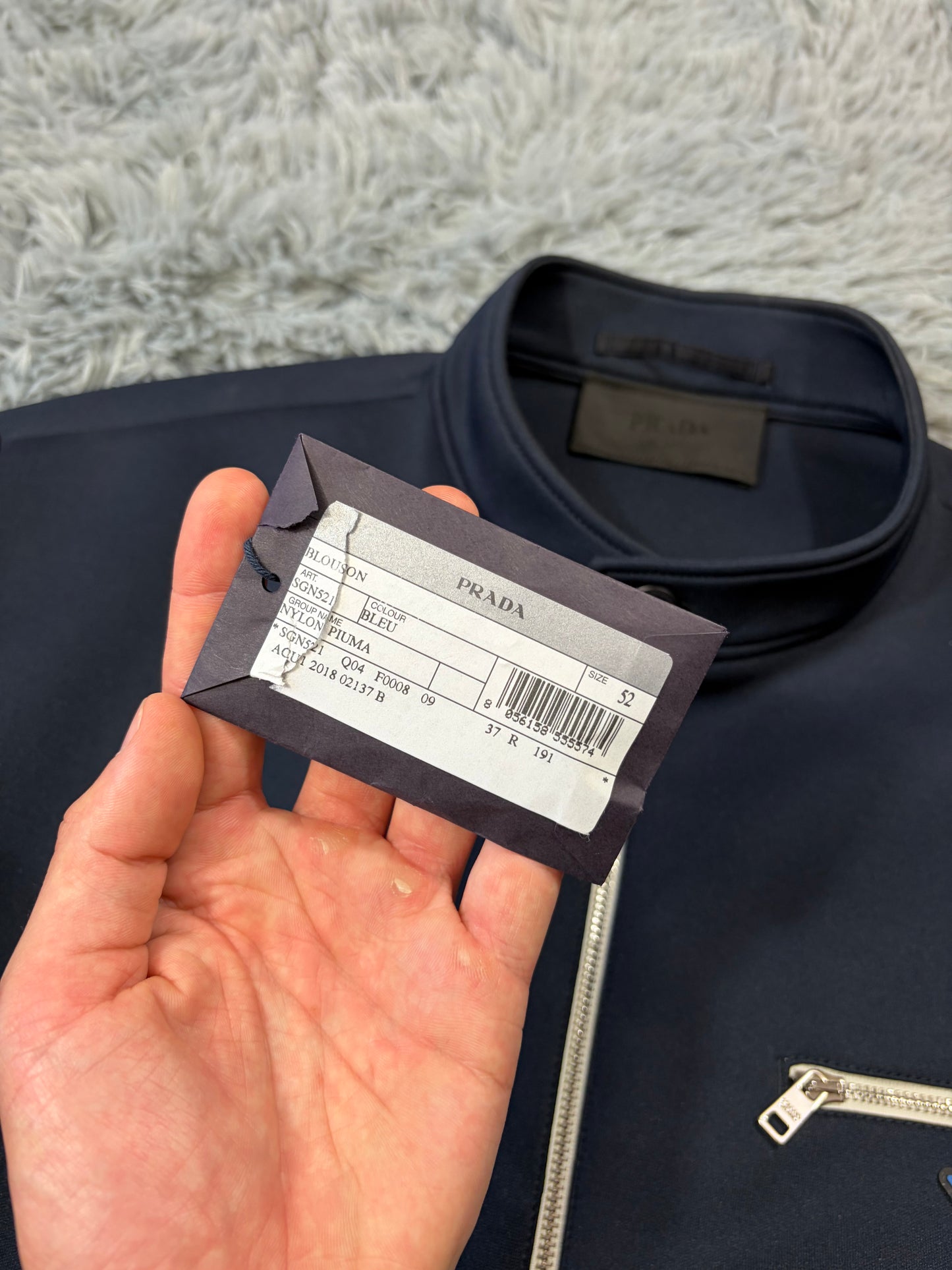 Prada 2018 Race Rubber Logo Contrast Stripe Blouson Jacket - IT52
