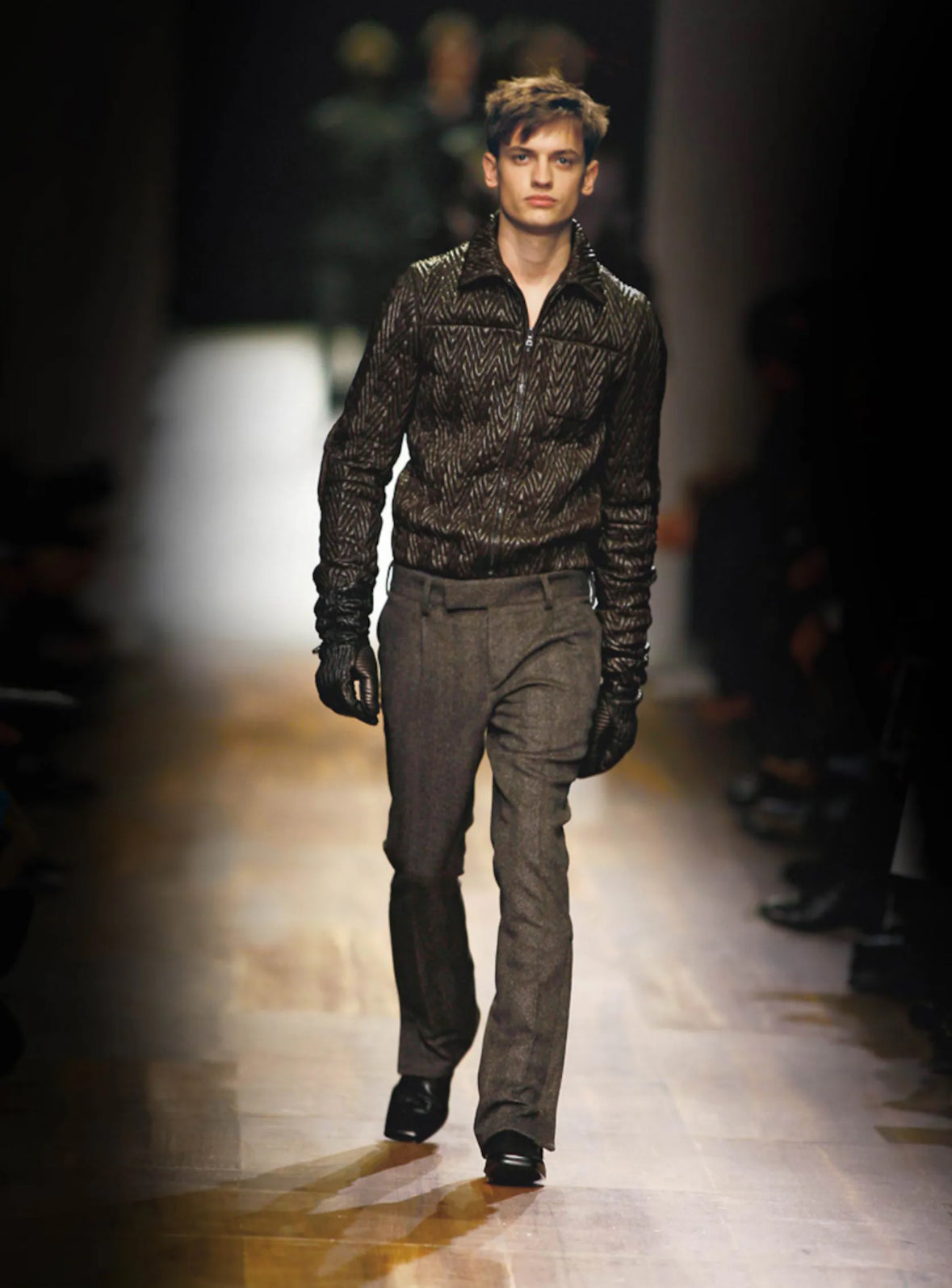 Prada Milano 2006 Runway 3D Ruched Leather Zigzag Jacket - IT48