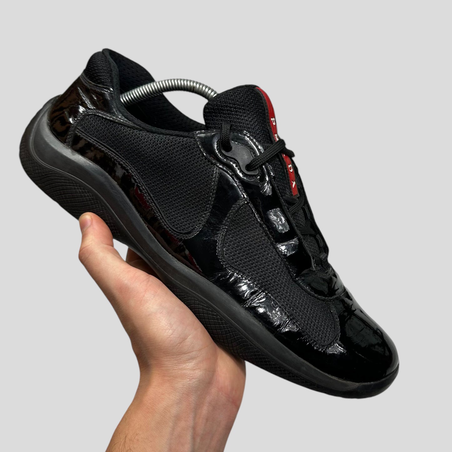 Prada Americas Cups Patent Leather Triple Black - UK9