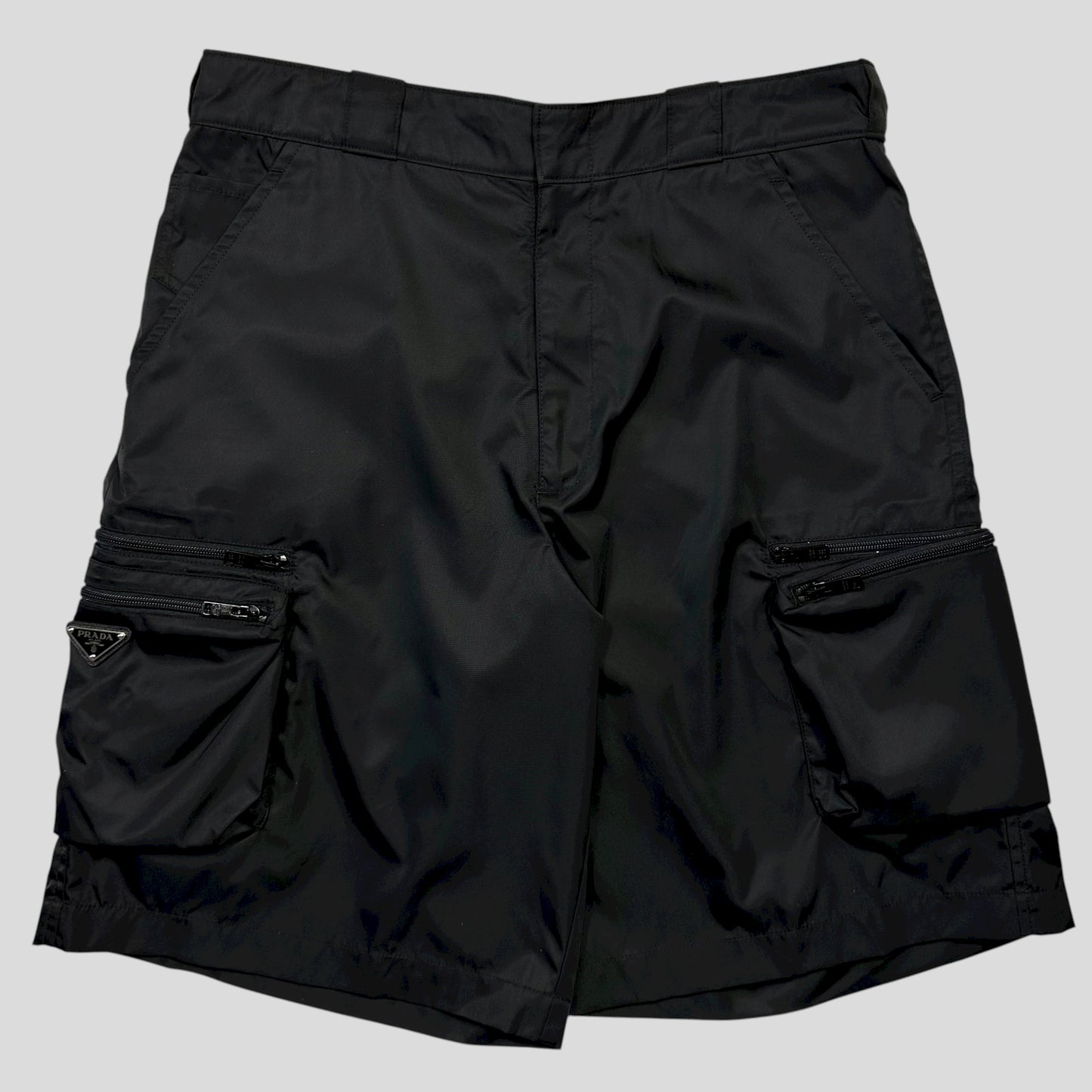 Prada 2023 Re-nylon Plaque Logo Bermuda Cargo Shorts - L