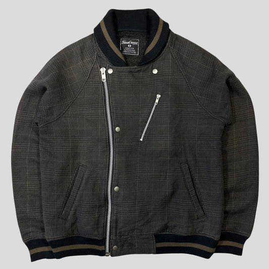 Final Home 1999 Asymmetrical Tonal Plaid Bomber Jacket - S/M