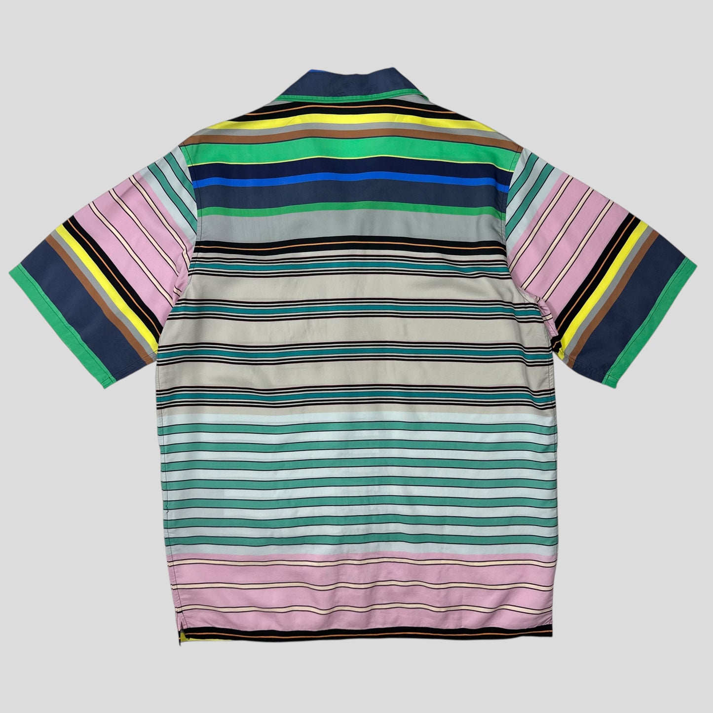 Prada 2018 Striped Rayon Cuban Shirt  - M