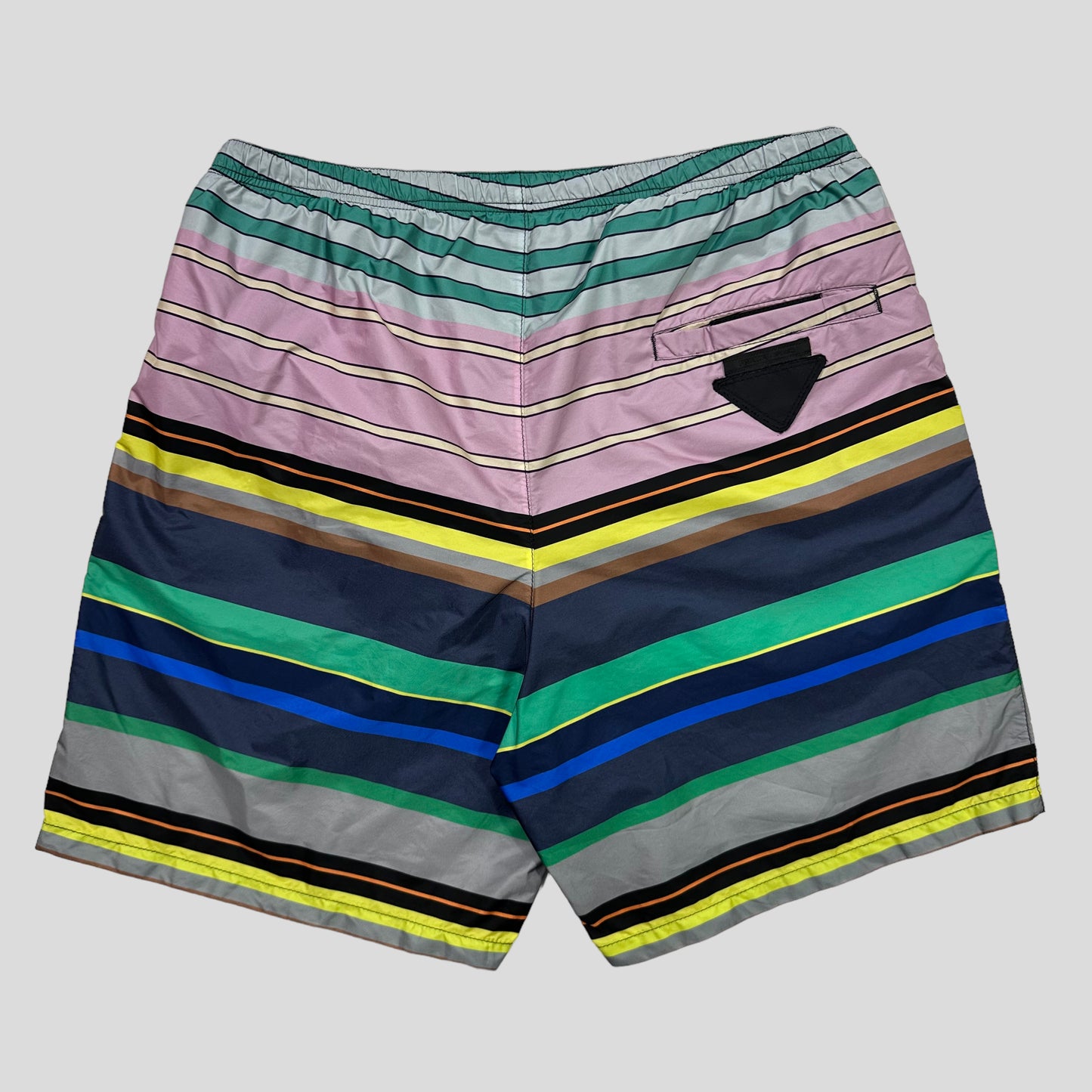 Prada Milano 2018 Striped Logo Nylon Shorts - IT46