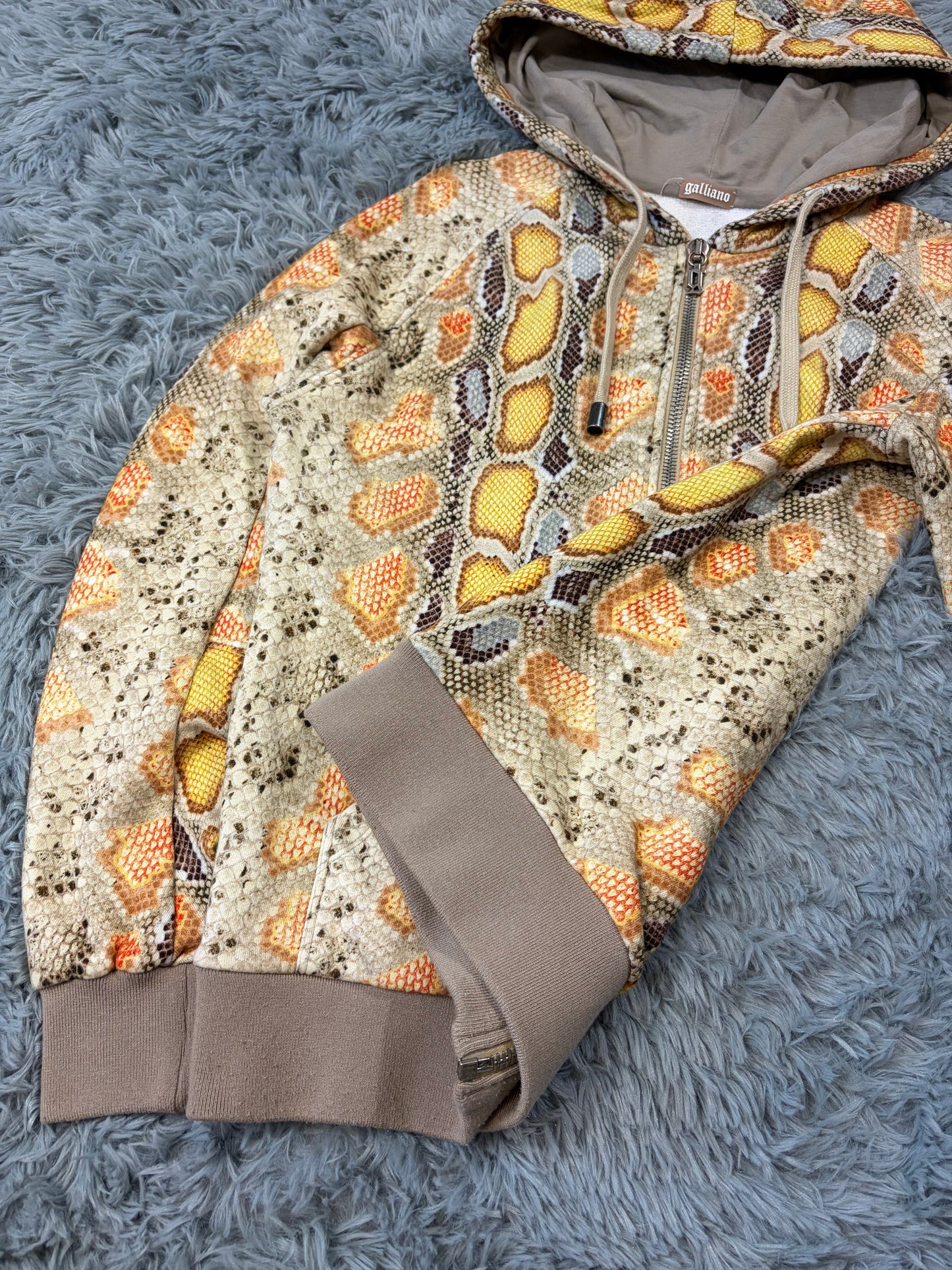 John Galliano 00’s Python Print Zip-up Boxy Hoodie - S