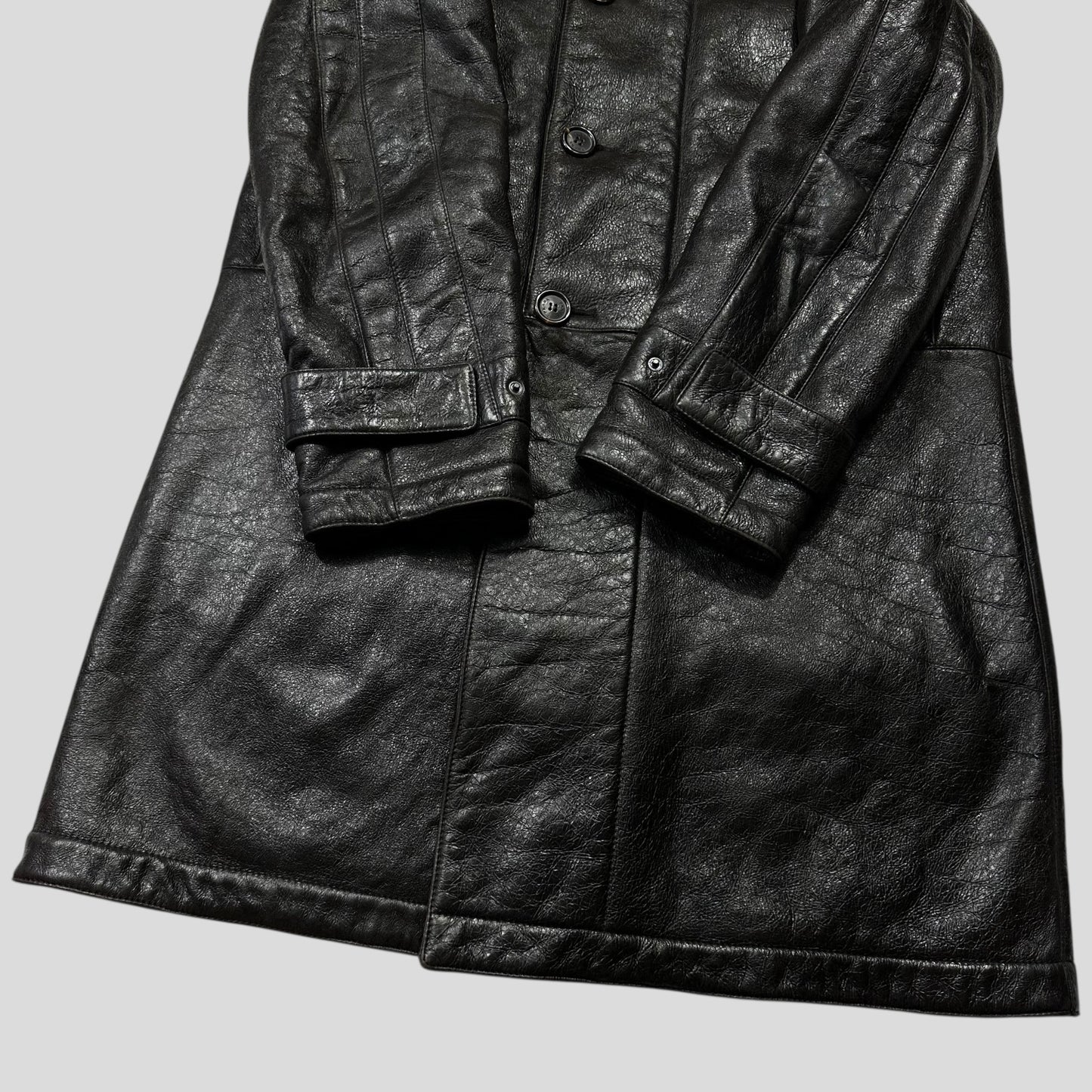 Prada Milano 00’s Leather Sheepskin Fur Full Lined Long Coat - IT50 (L/XL)