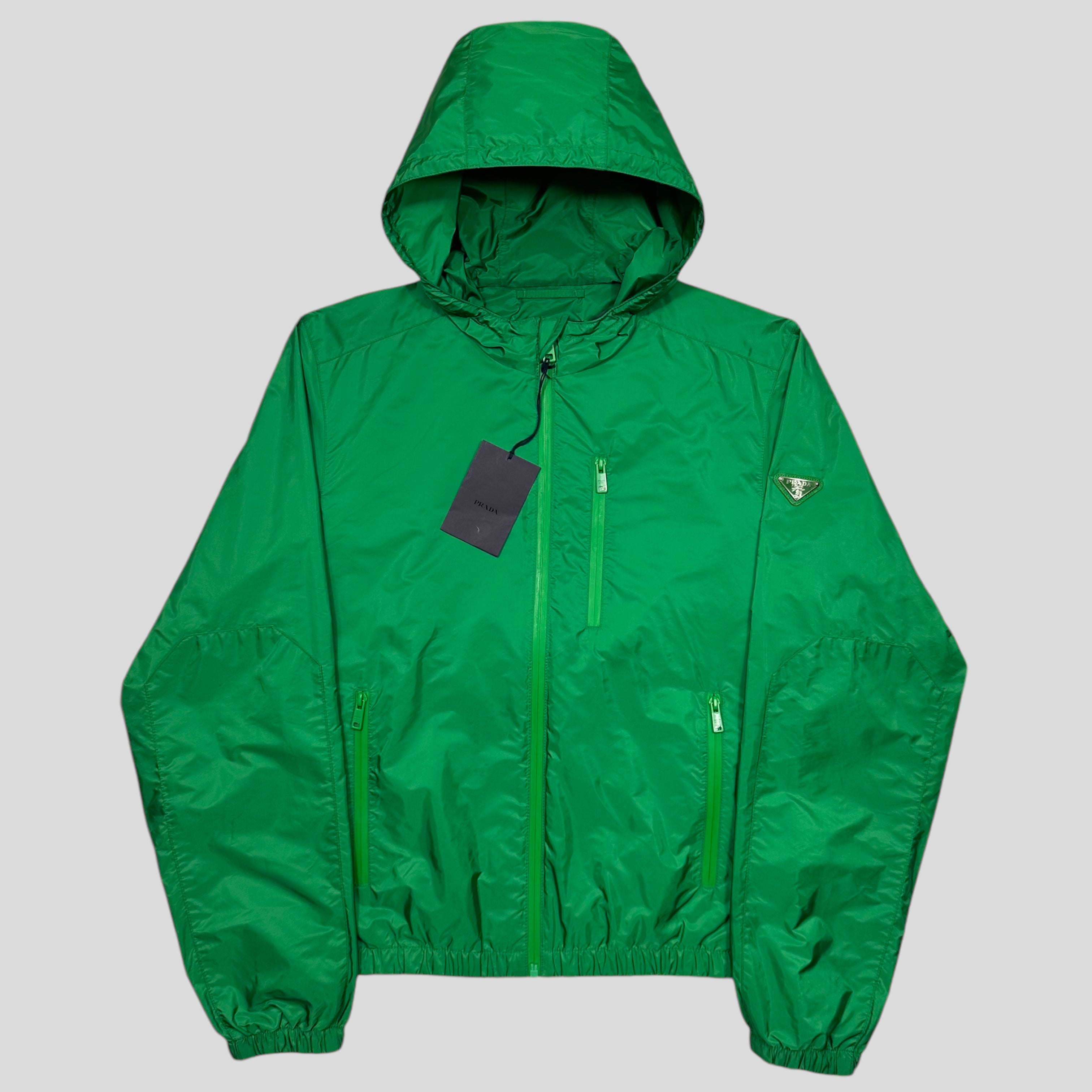 Prada Milano 2019 Laminated Green Nylon K way Windbreaker M L Warmwaves