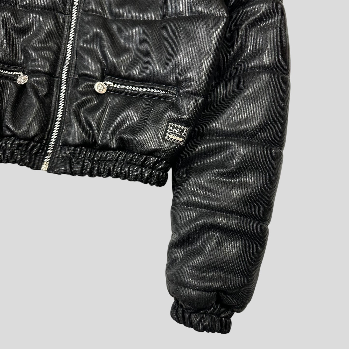 Versace VJC 90’s Liquid Silk Ribbed Cropped Puffer - S/M