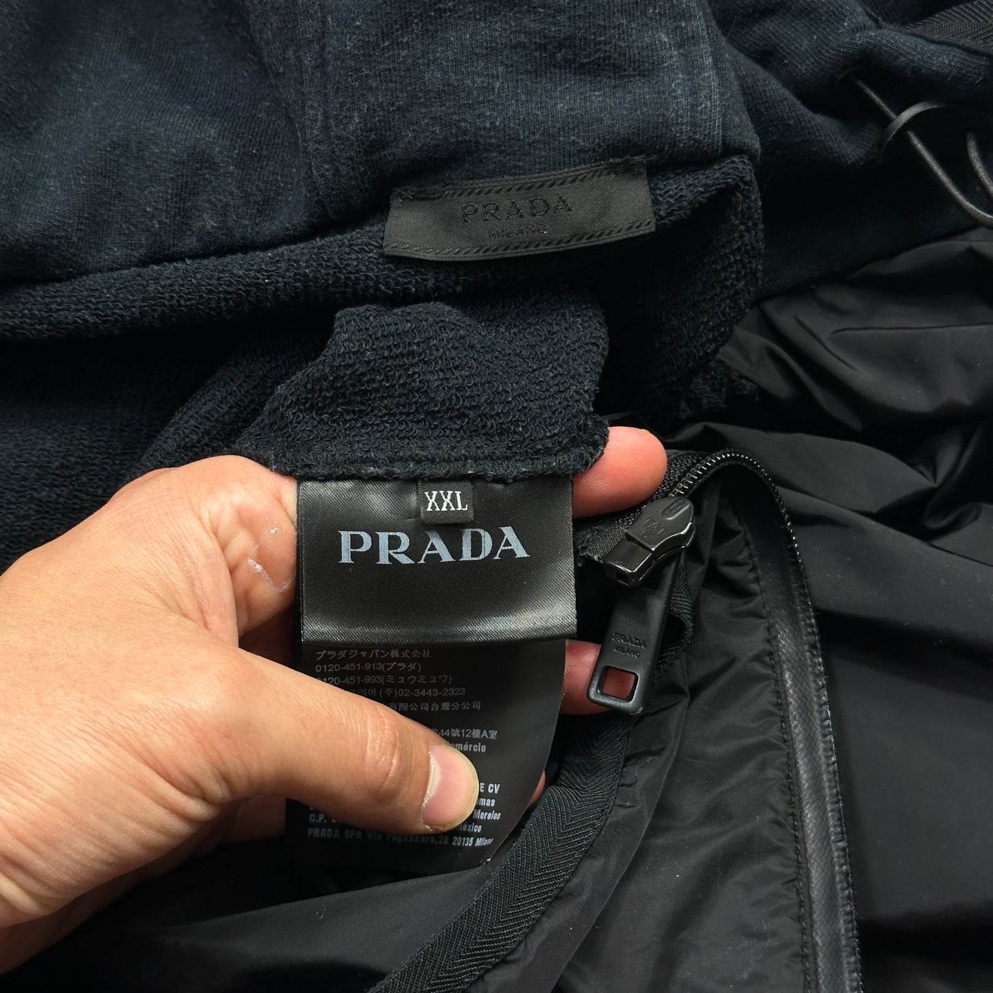 Prada 2017 Red Tab Nylon Panelled Hoodie Jacket - XXL (L)