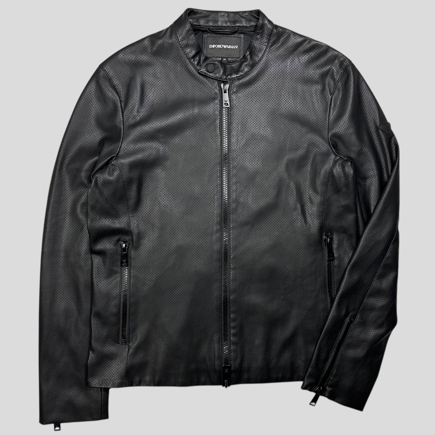 Emporio Armani Perforated Vinyl Mesh Lined Moto Jacket - IT52 (M)
