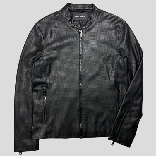 Emporio Armani Perforated Vinyl Mesh Lined Moto Jacket - IT52 (M)
