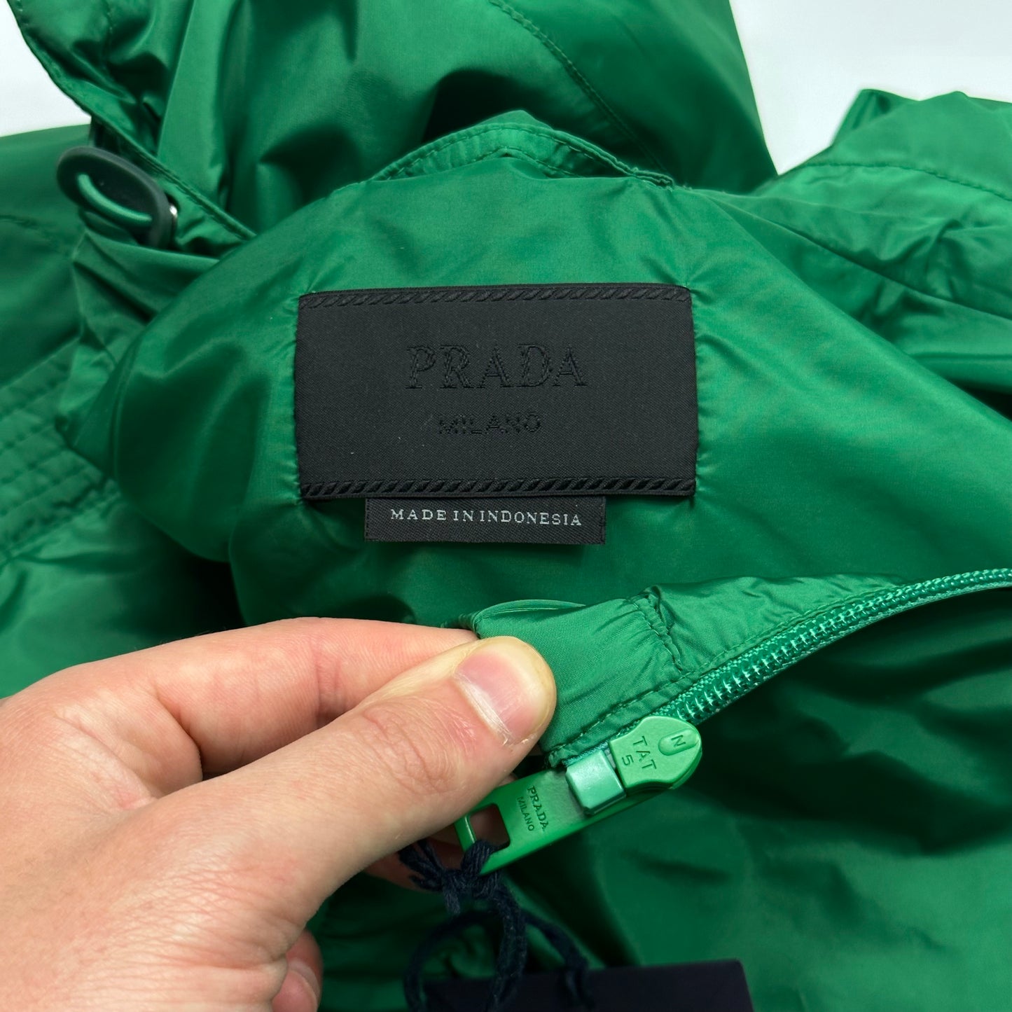 Prada Milano 2019 Laminated Green Nylon K-way Windbreaker - M/L