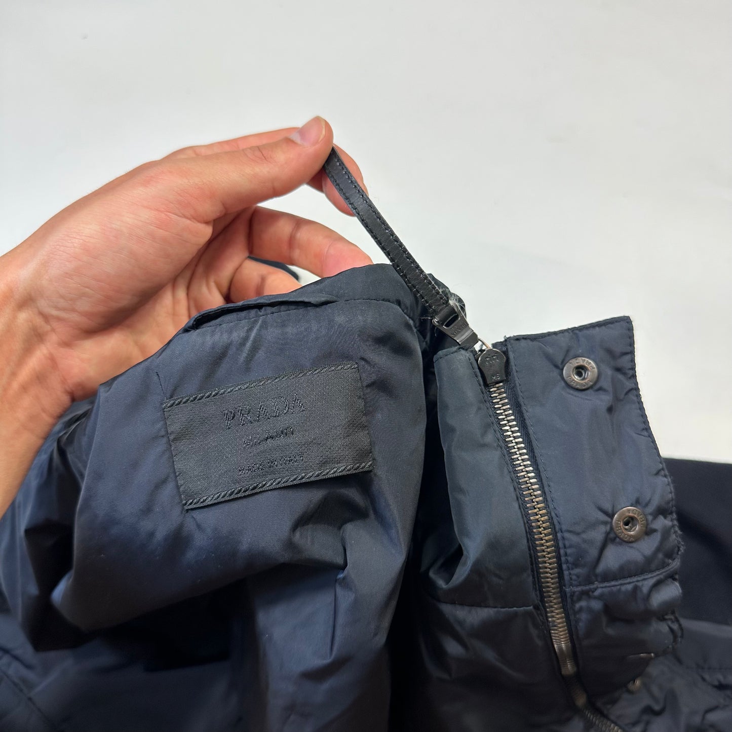Prada Milano 2001 Asymetric Hybrid Wool and Nylon Jacket - L/XL