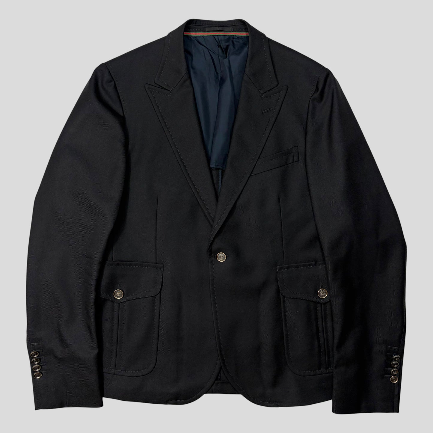 Gucci by Tom Ford 00’s Crest Button Wool Dinner Jacket - IT54