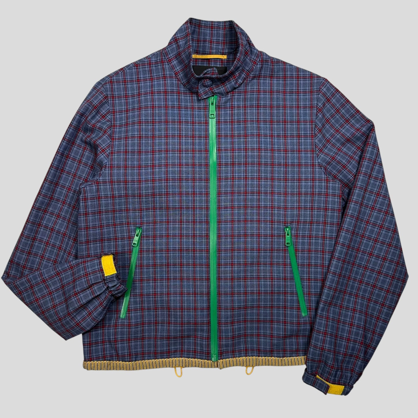 Prada Milano SS16 Wool Taped Zip Technical Plaid Blouson Jacket - IT46