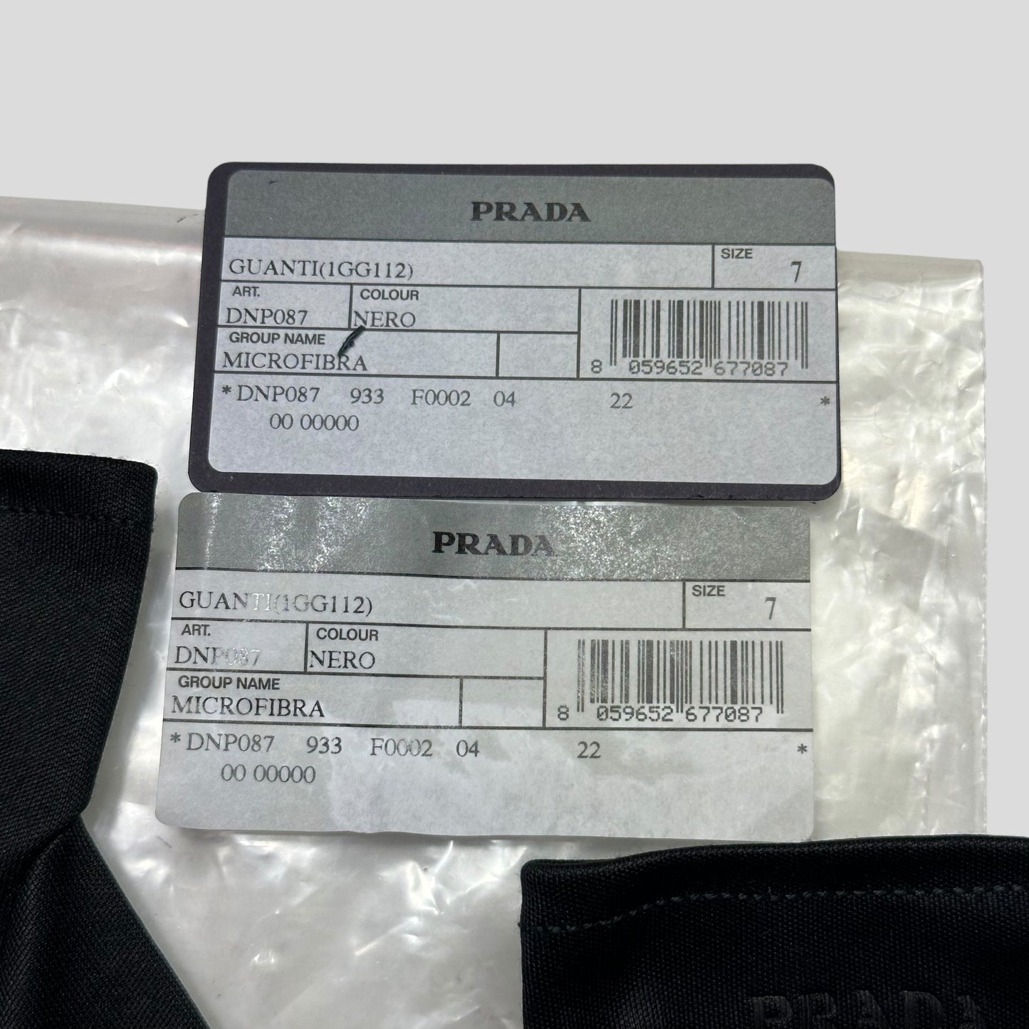 Prada Microfibre Black Embossed Logo Gloves - 6/7