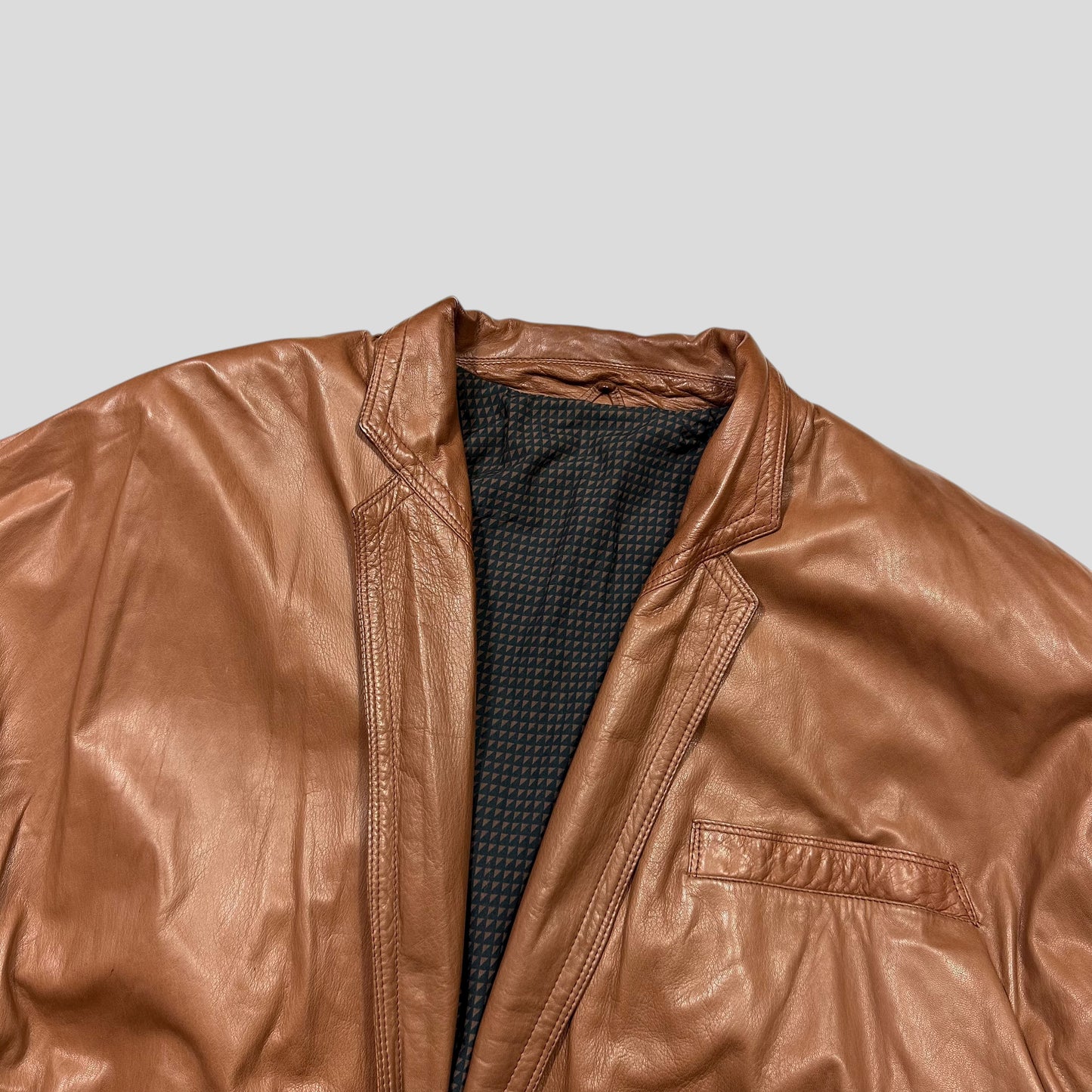 Gianni Versace 80’s Leather Kimono Open Bomber Jacket - L