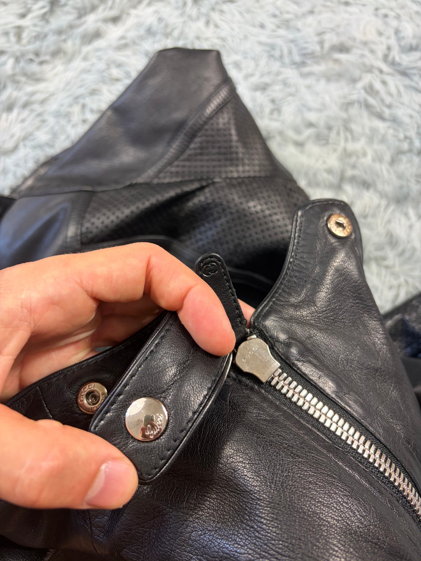 Gucci 00’s by Frida Giannini Perforated Leather Premium Biker Jacket - IT46